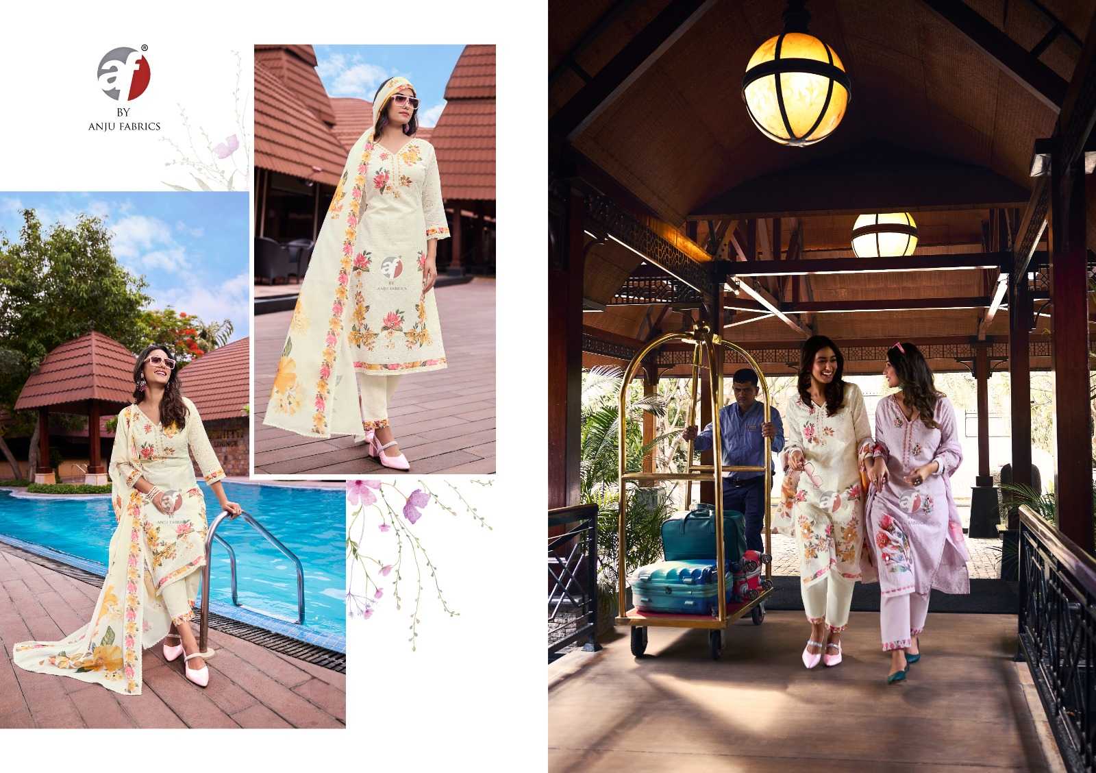 anju fab launch comfort lady vol 2 exclusive party wear cotton schiffli work readymade big size 3pcs dress