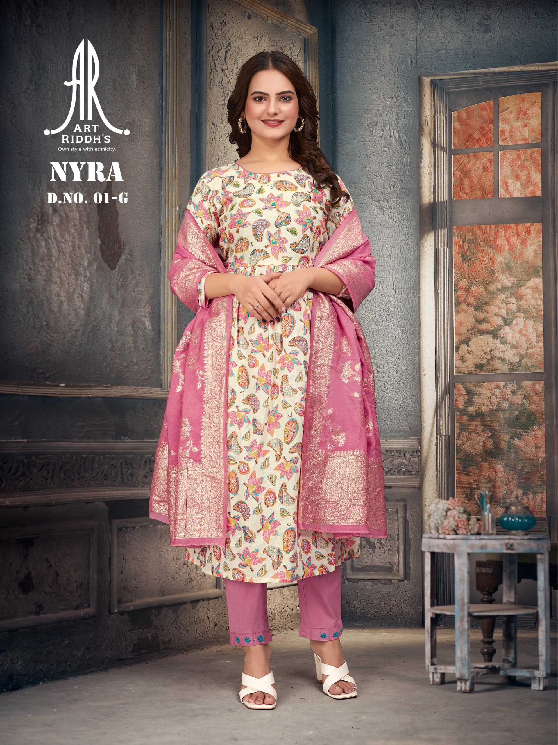 artridhs nayra cut readymade fancy adorable cotton handwork big size combo salwar suit