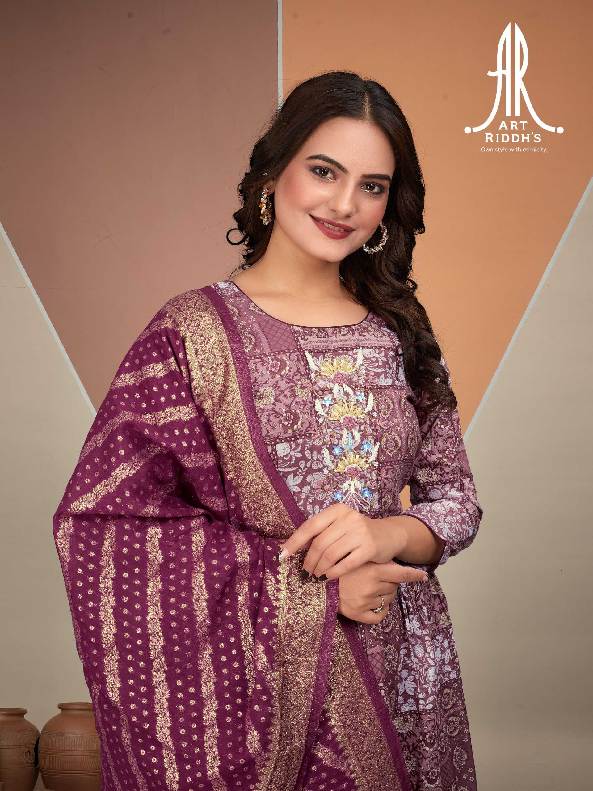 artridhs nayra cut readymade fancy adorable cotton handwork big size combo salwar suit