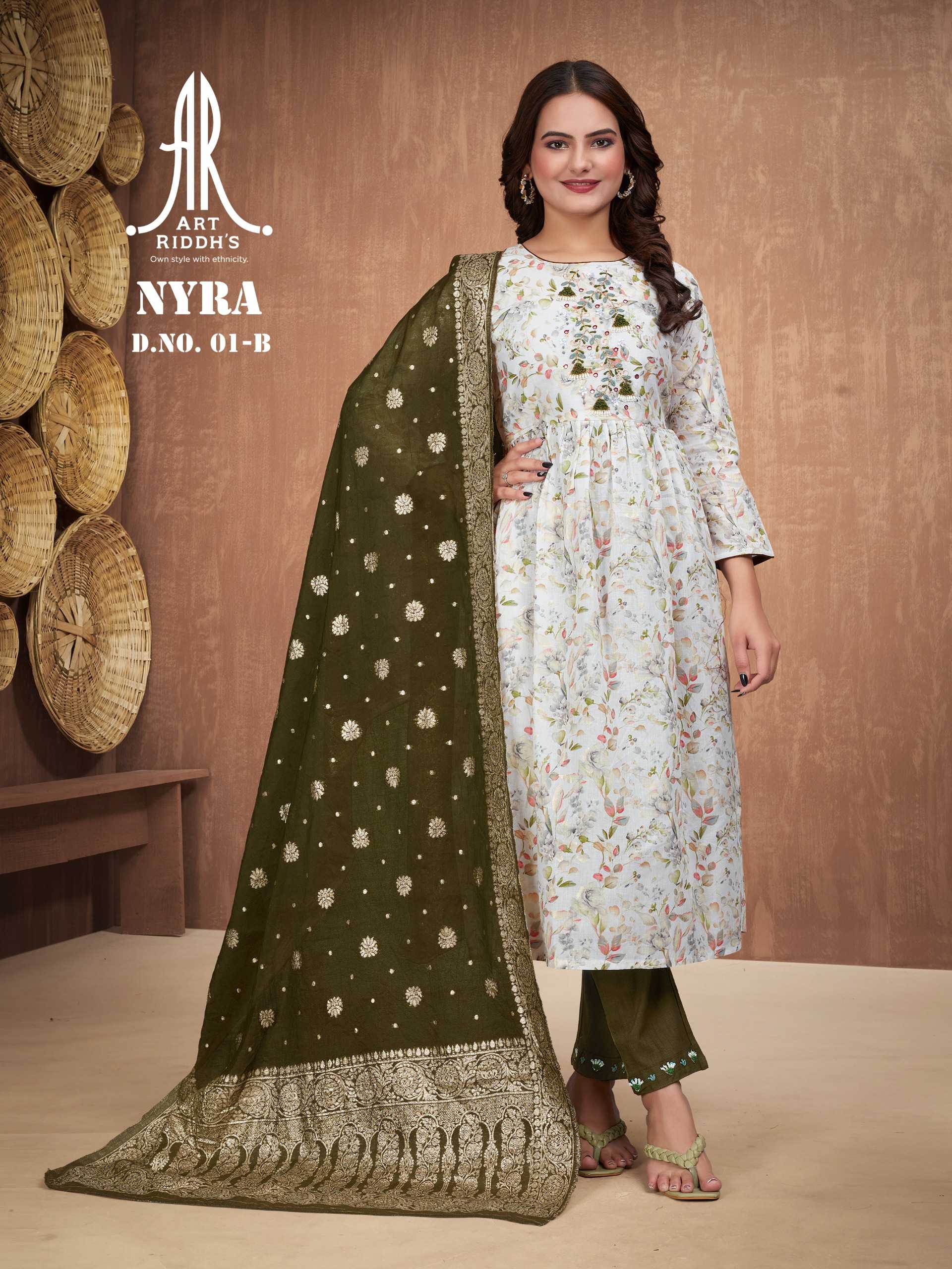 artridhs nayra cut readymade fancy adorable cotton handwork big size combo salwar suit
