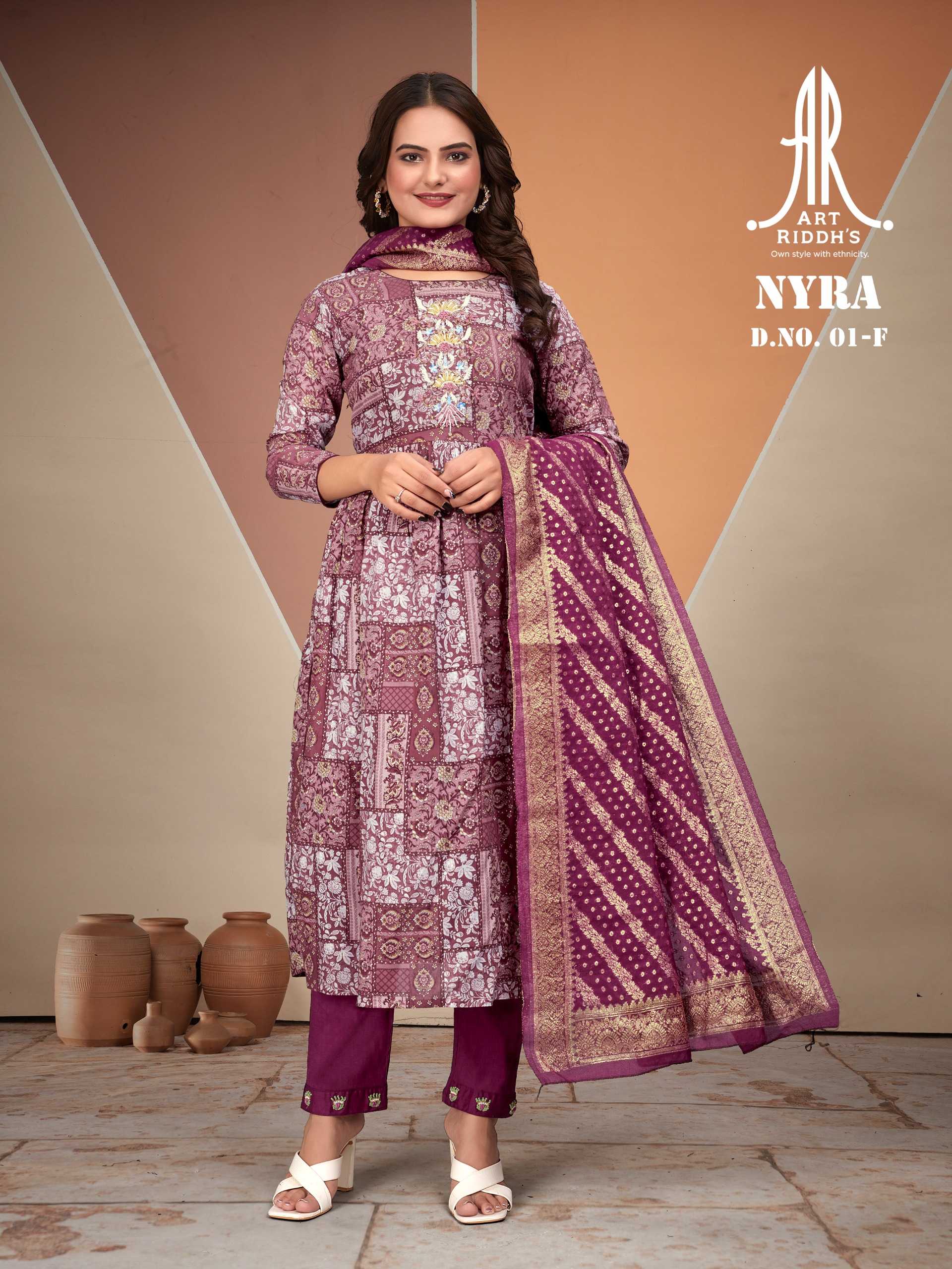 artridhs nayra cut readymade fancy adorable cotton handwork big size combo salwar suit