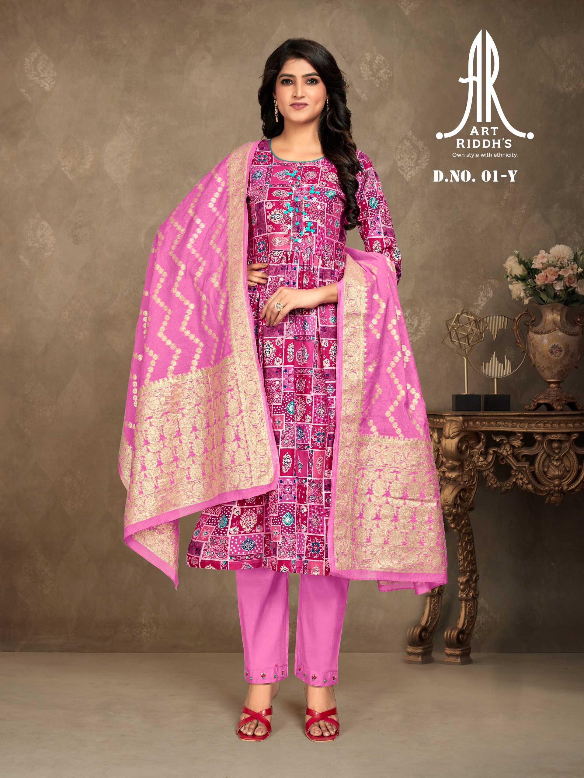 artridhs nayra cut readymade fancy adorable cotton handwork big size combo salwar suit