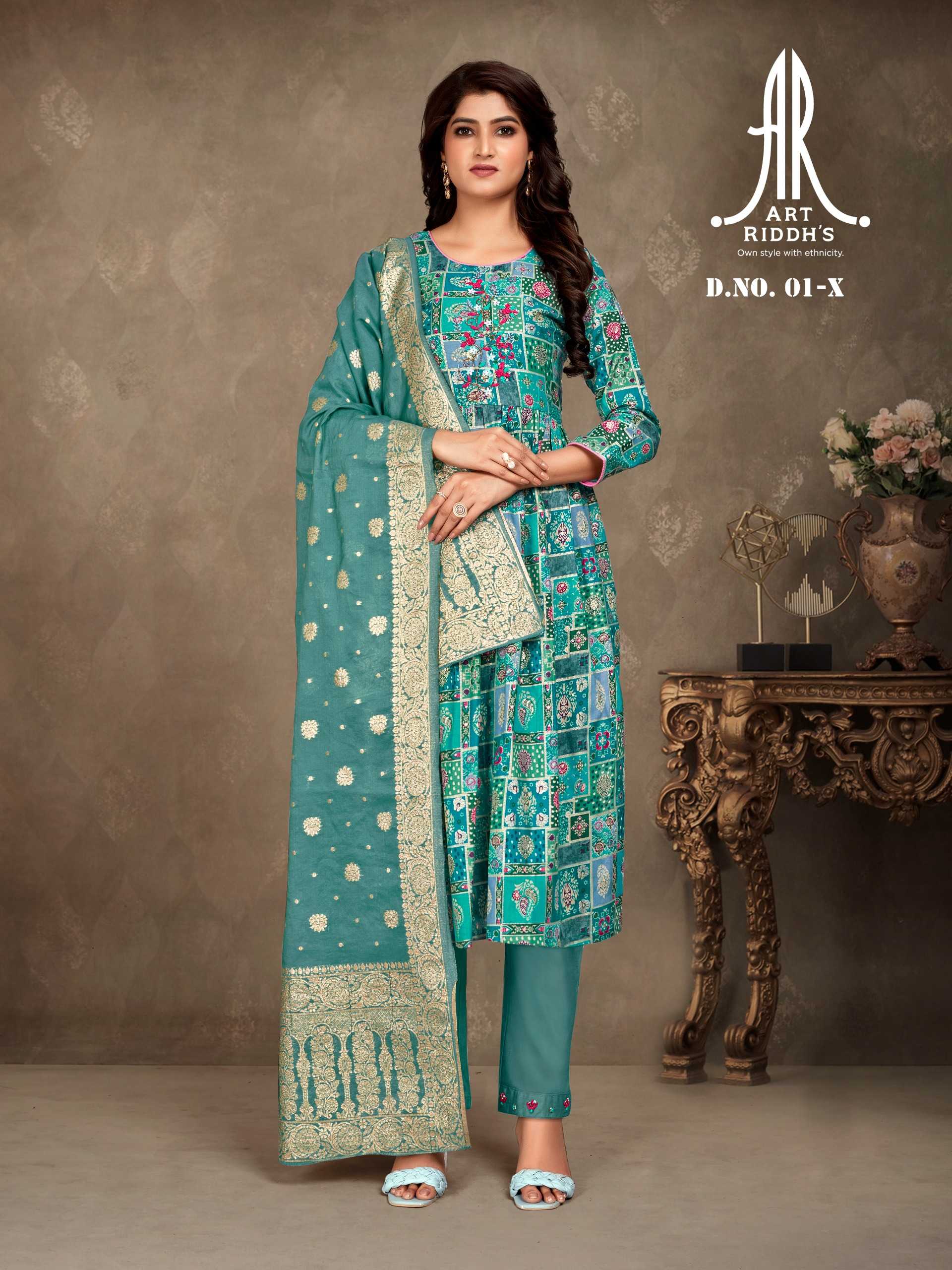 artridhs nayra cut readymade fancy adorable cotton handwork big size combo salwar suit
