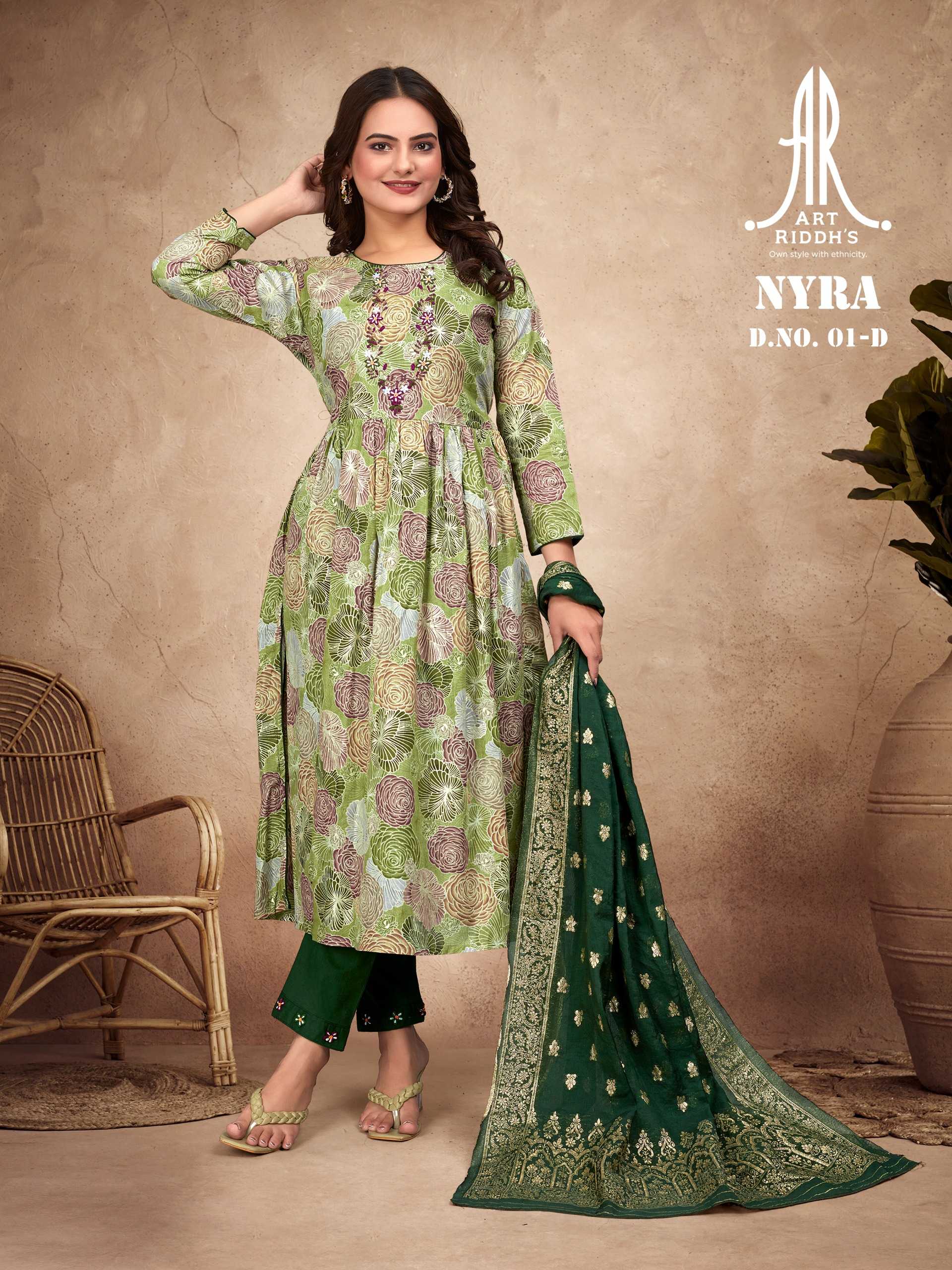 artridhs nayra cut readymade fancy adorable cotton handwork big size combo salwar suit