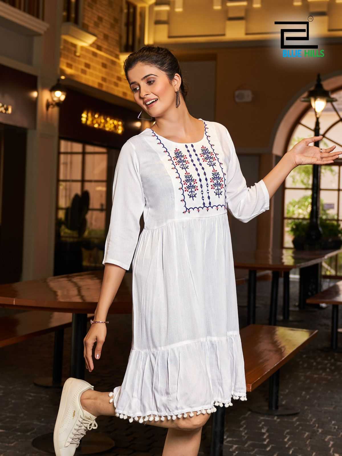 blue hills presents ellie readymade stylish outfit fancy embroidery work big size midi dress