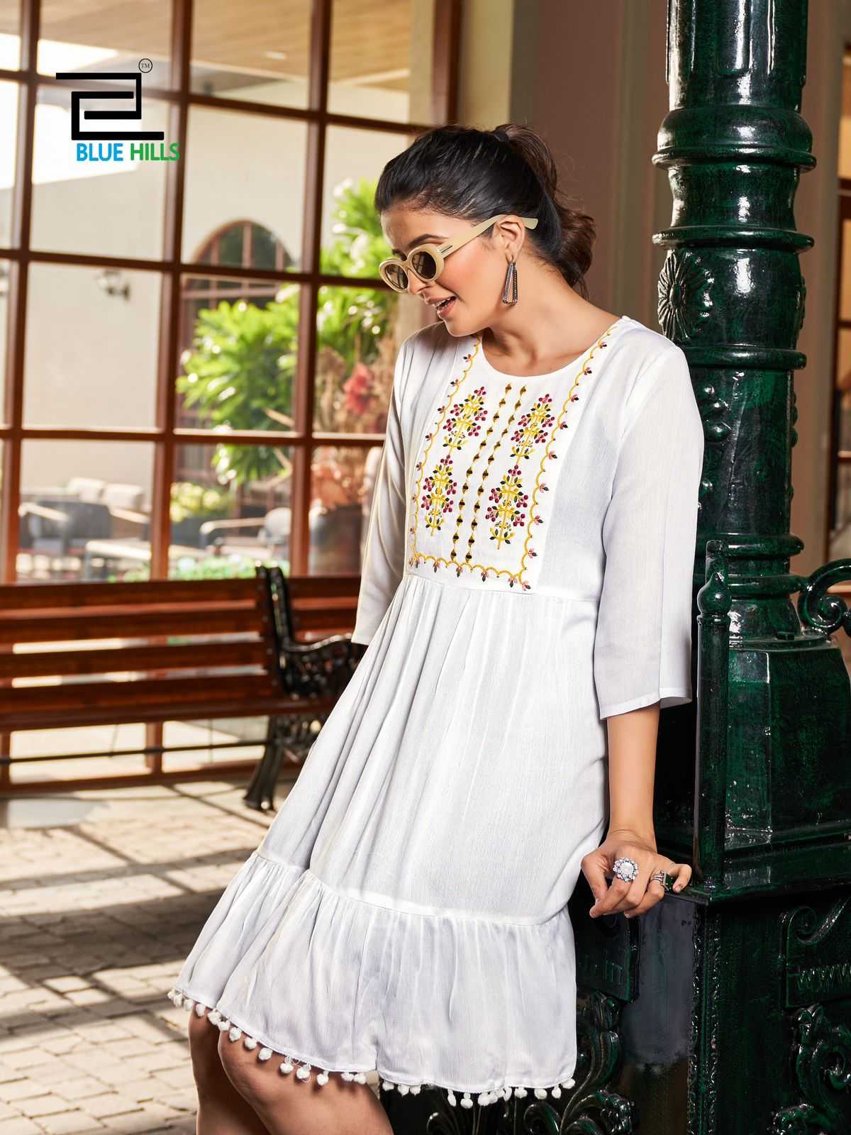 blue hills presents ellie readymade stylish outfit fancy embroidery work big size midi dress