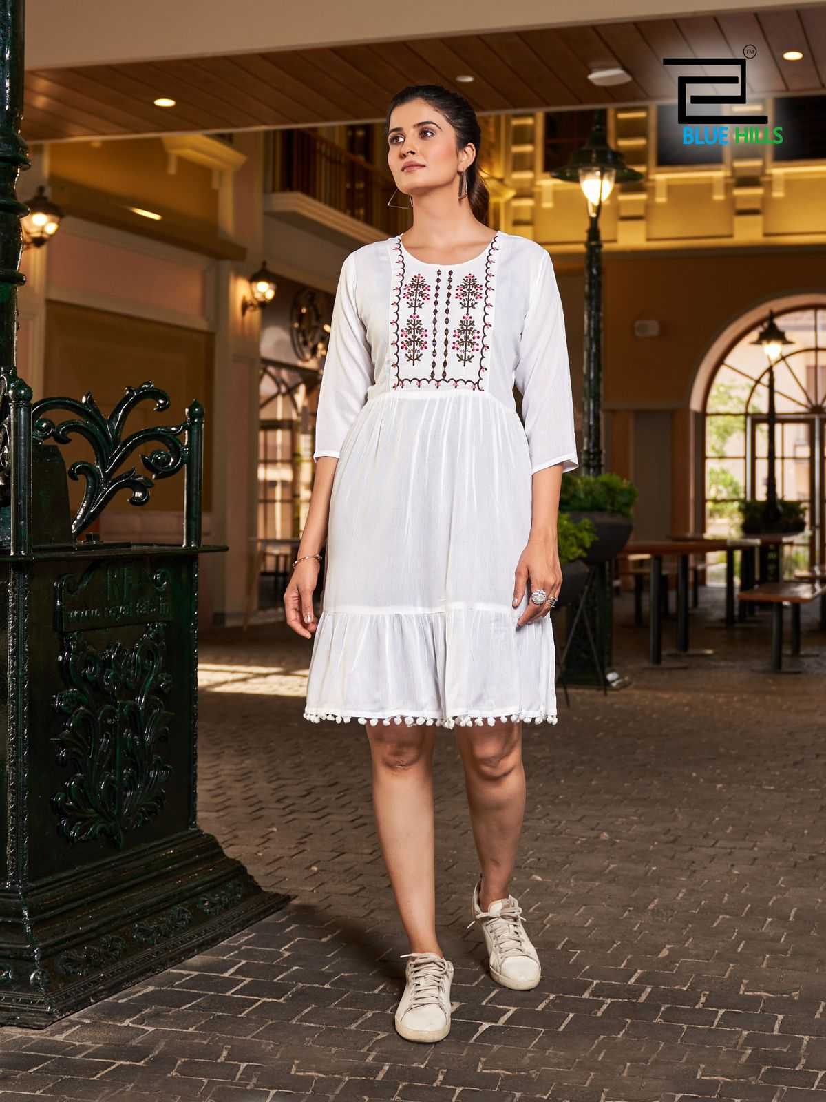 blue hills presents ellie readymade stylish outfit fancy embroidery work big size midi dress