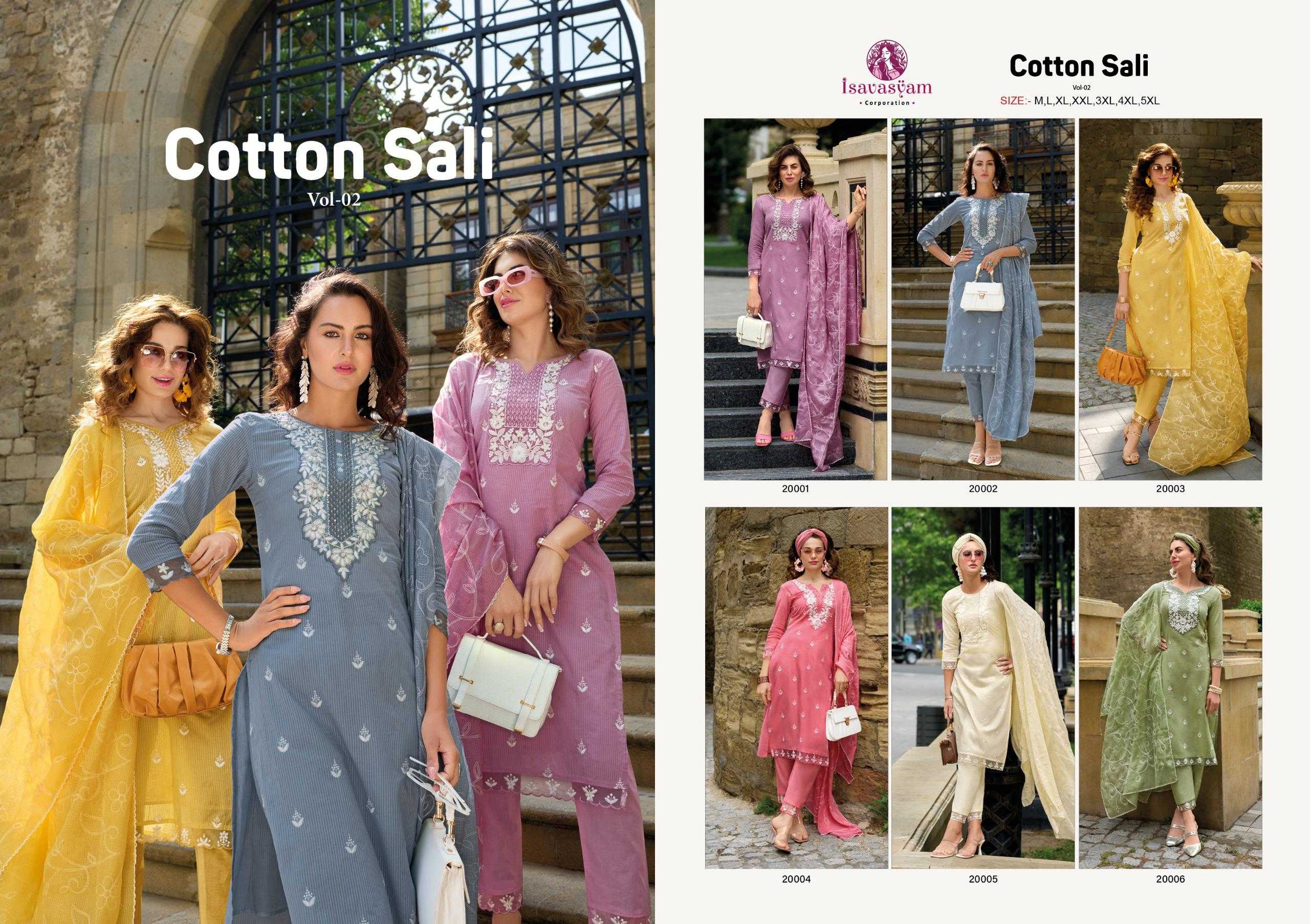 cotton sali vol 2 by isavasyam premium cotton readymade big size lucknowi work salwar suit