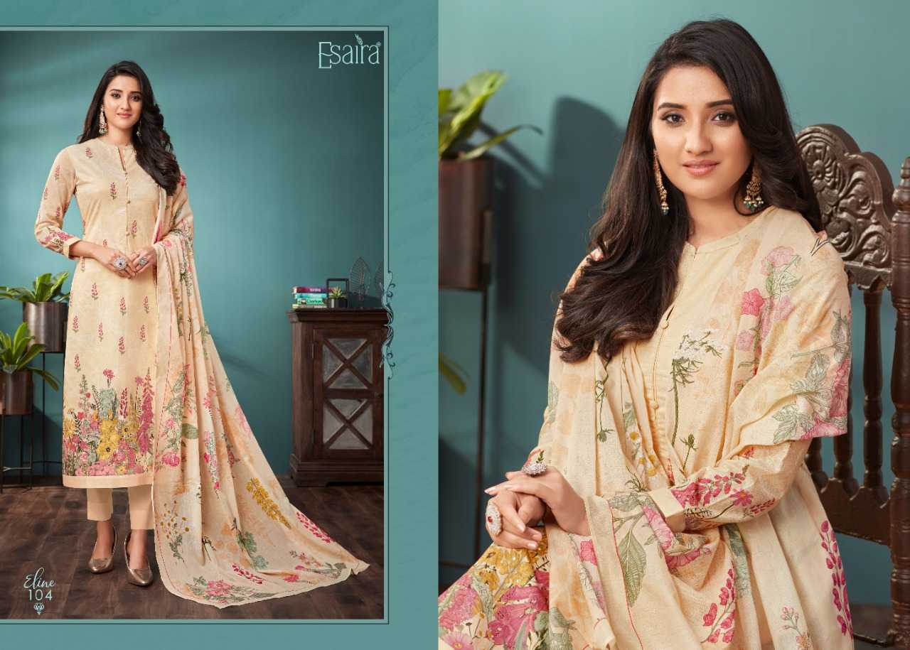esta presents eline fancy digital printed cotton mirror work adorable design salwar suit