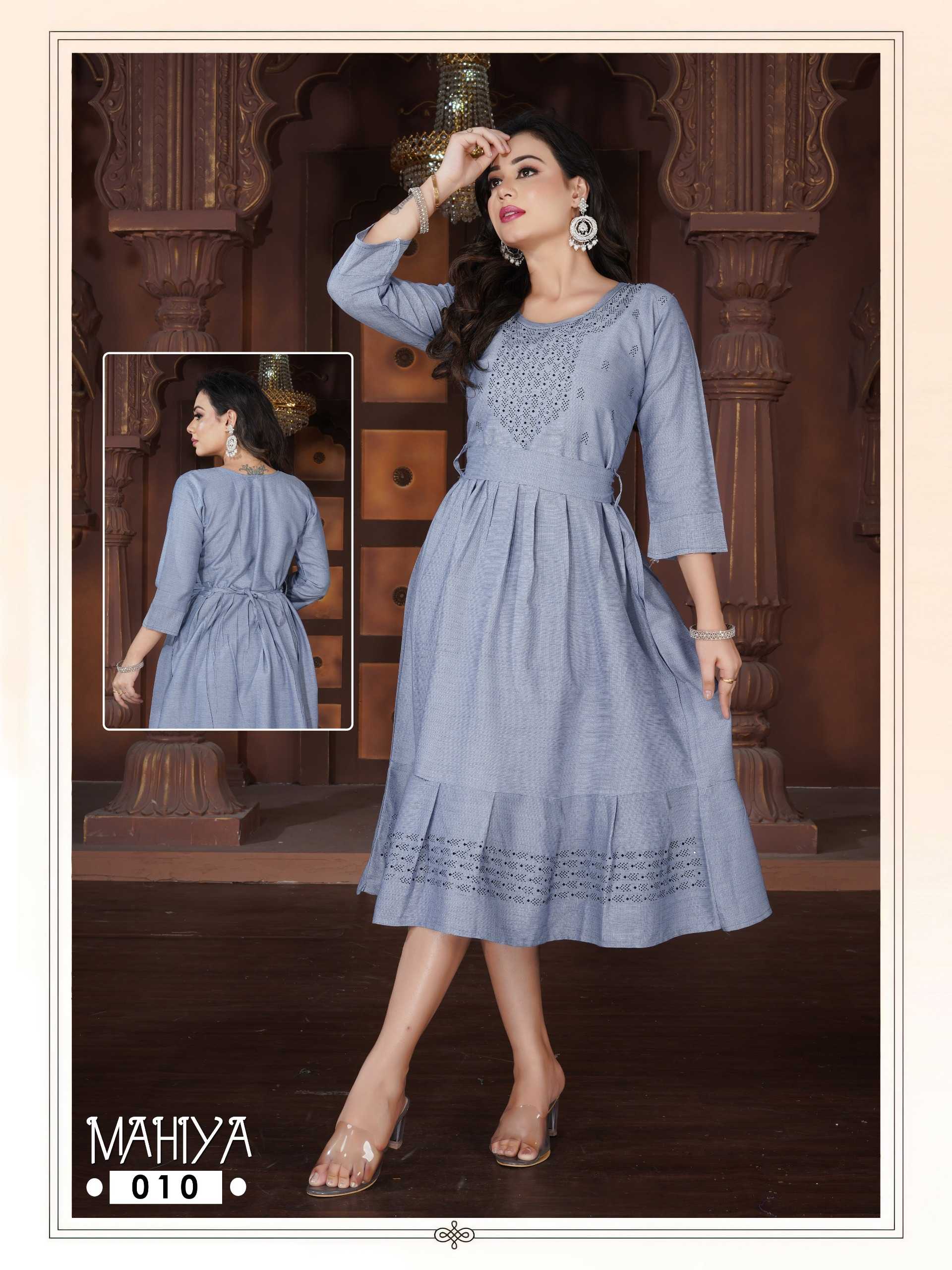 fashion talk mahiya stylish siroski work fully stitch big size umbrella belt design long kurti 