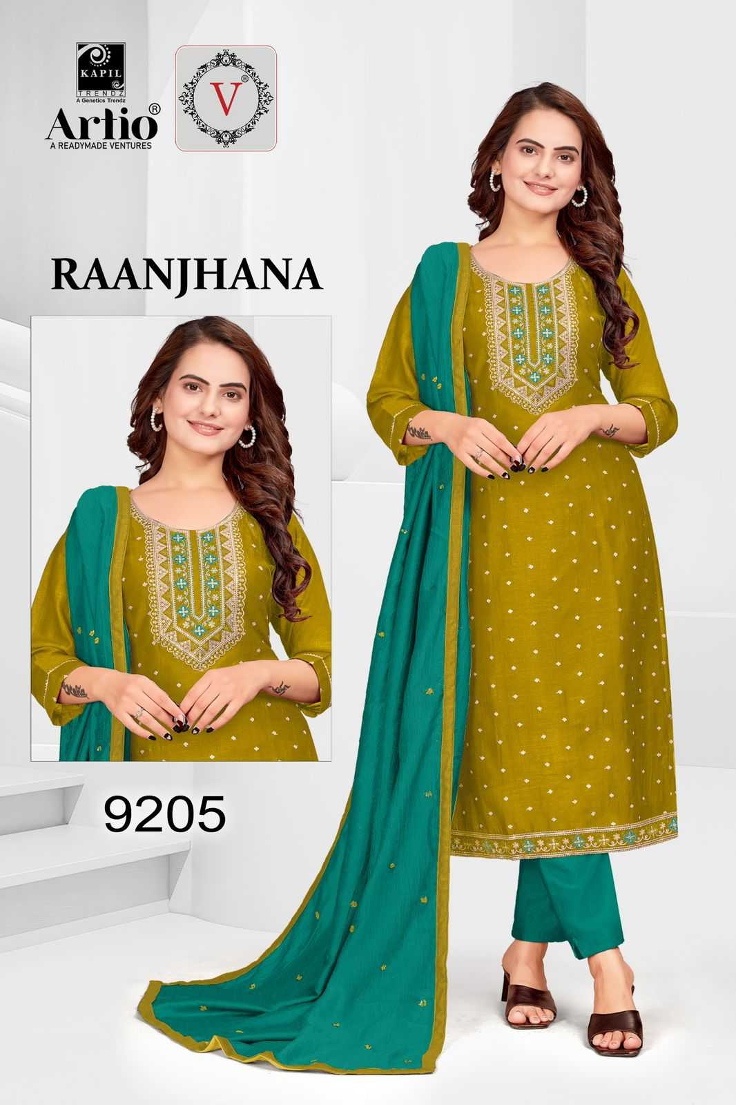 kapil trendz raanjana readymade vichitra silk fancy adorable neck combo set big size salwar suit