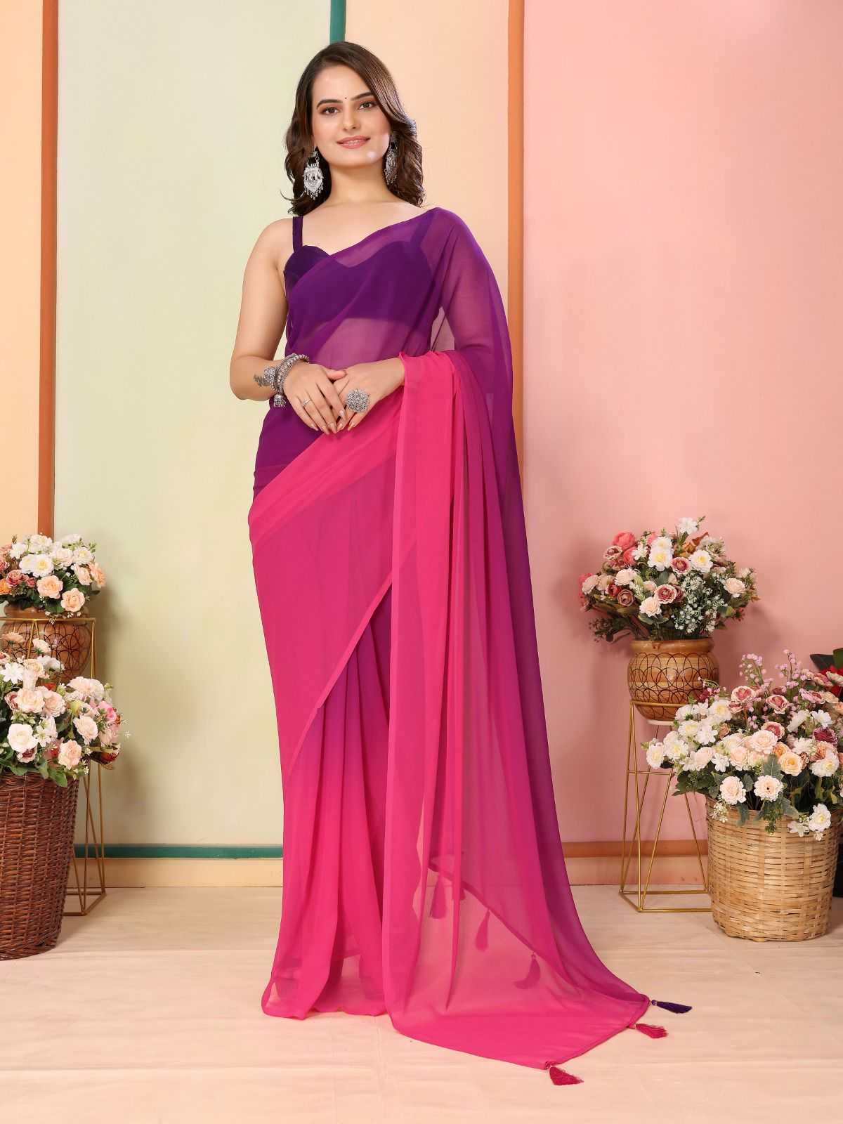 korea stylish georgette pleats are stitch size adjust belt one minute saree exports 