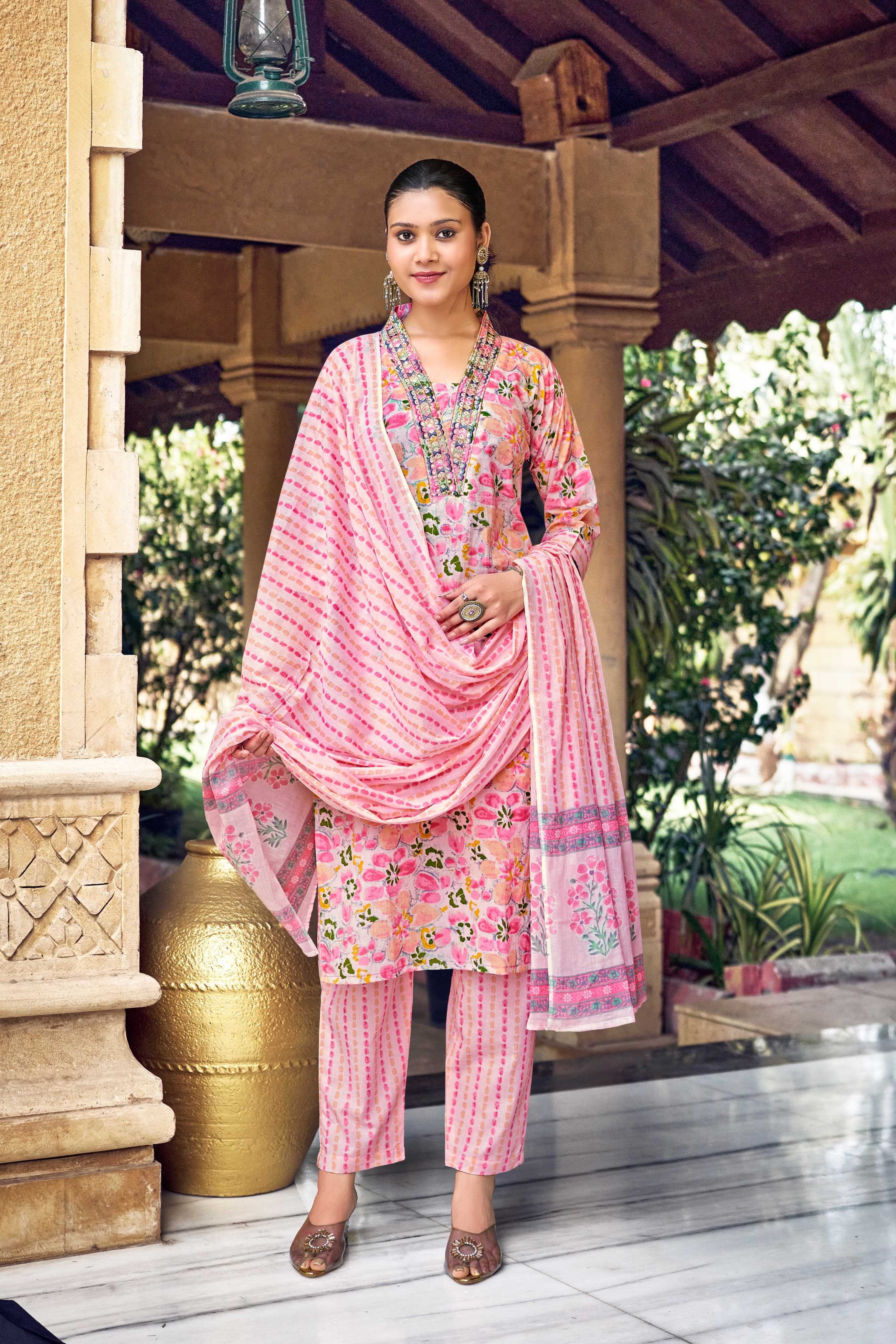 malhar vol 3 by ossm readymade cotton premium embroidery work big size 3pcs dress