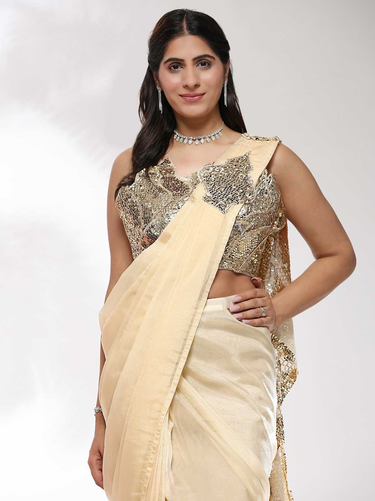 pr a322 super hit design silk organza party wear embroidered work ready to wear saree exports 
