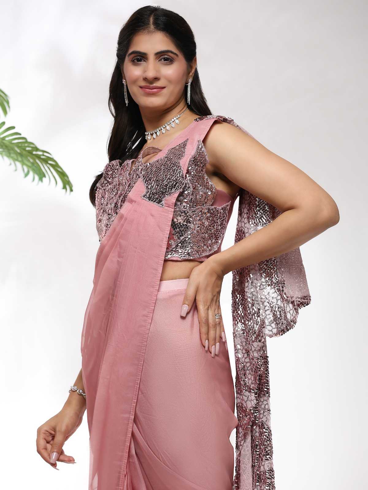 pr a322 super hit design silk organza party wear embroidered work ready to wear saree exports 