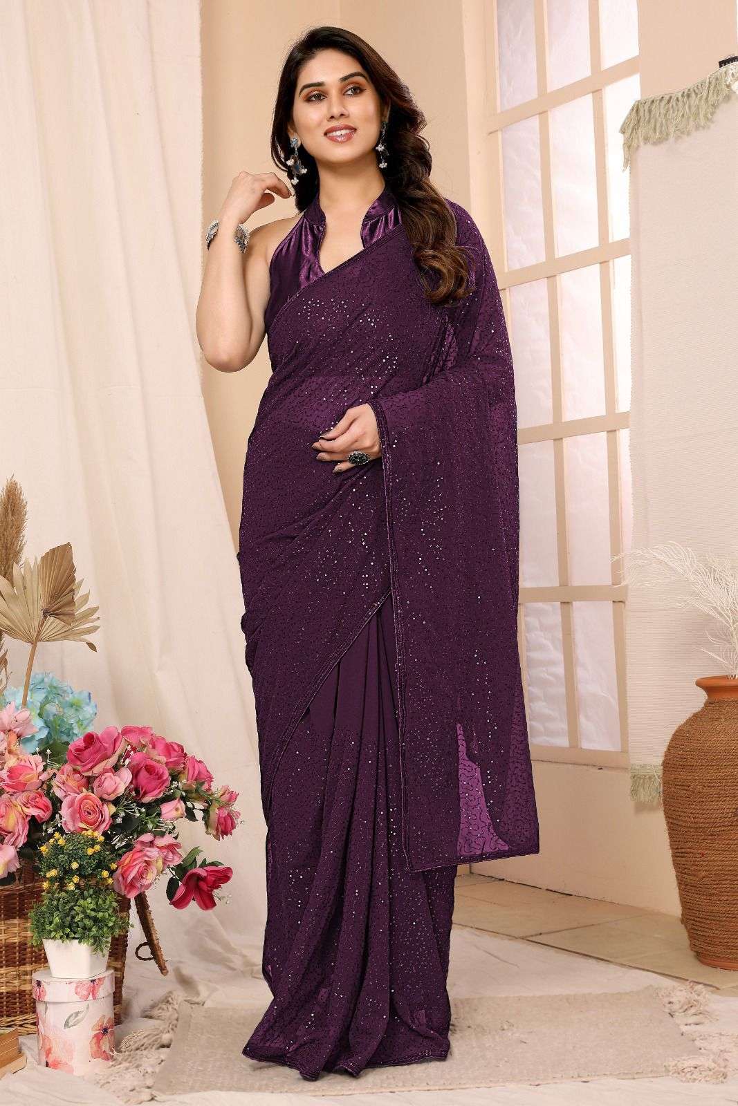 pr ananta super hit design fancy georgette pleats are stitch size adjust belt one minute saree