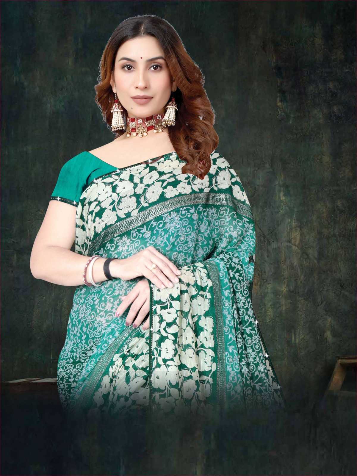 pr heer 5001-5008 adorable fancy sirojkey work border saree with blouse for best rate