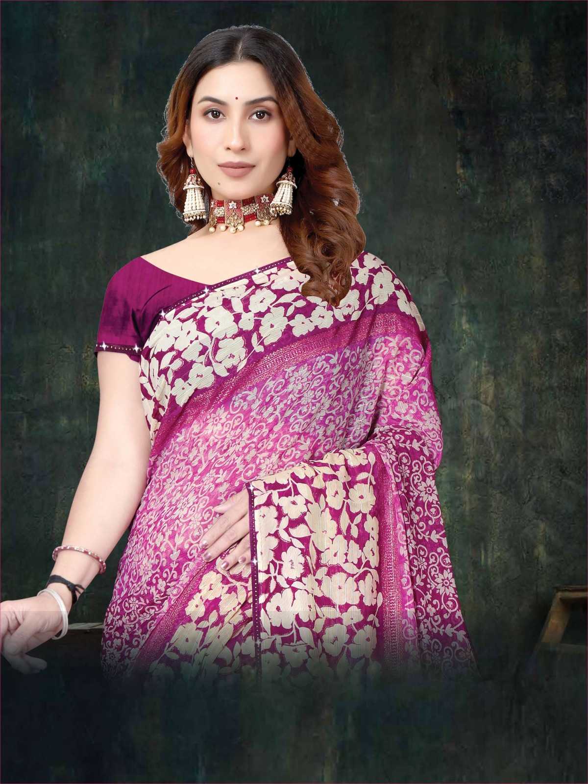 pr heer 5001-5008 adorable fancy sirojkey work border saree with blouse for best rate