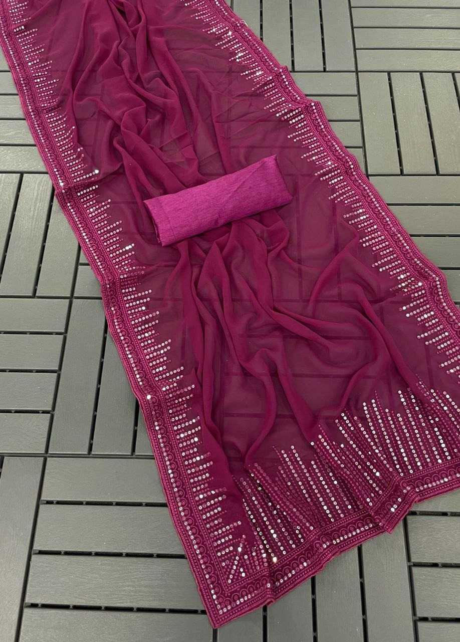 pr kc 744 georgette adorable design sequence work saree with blouse 