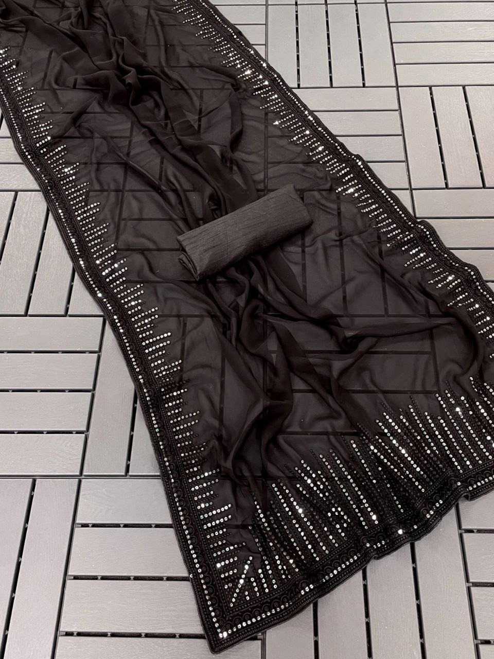 pr kc 744 georgette adorable design sequence work saree with blouse 