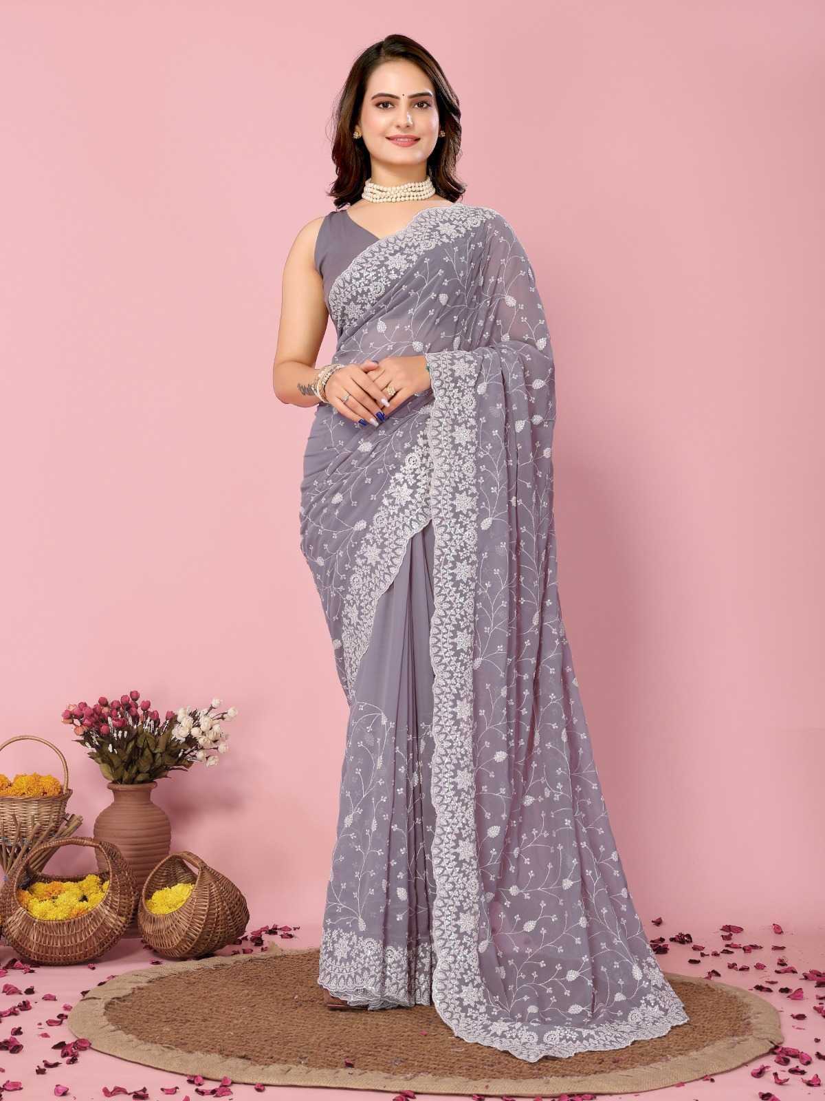 pr kilory new launch attractive design georgette saree exports
