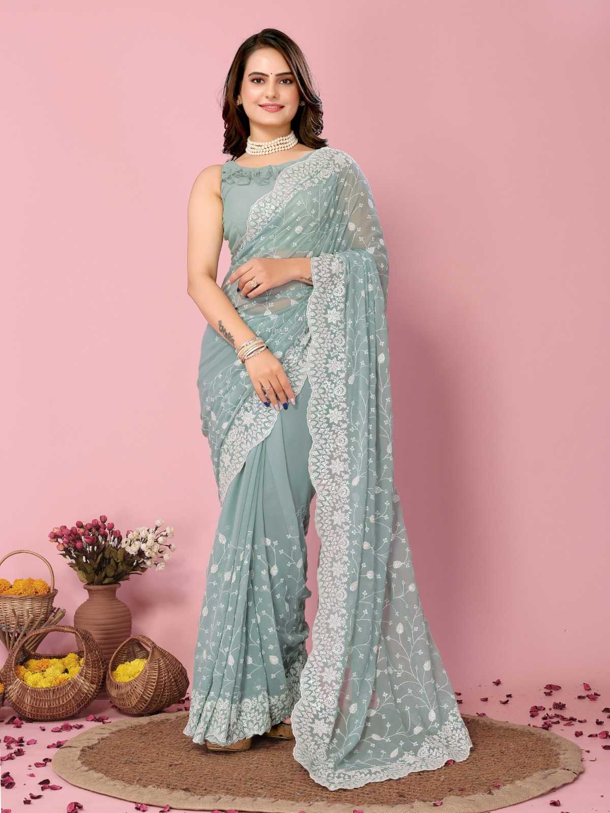 pr kilory new launch attractive design georgette saree exports