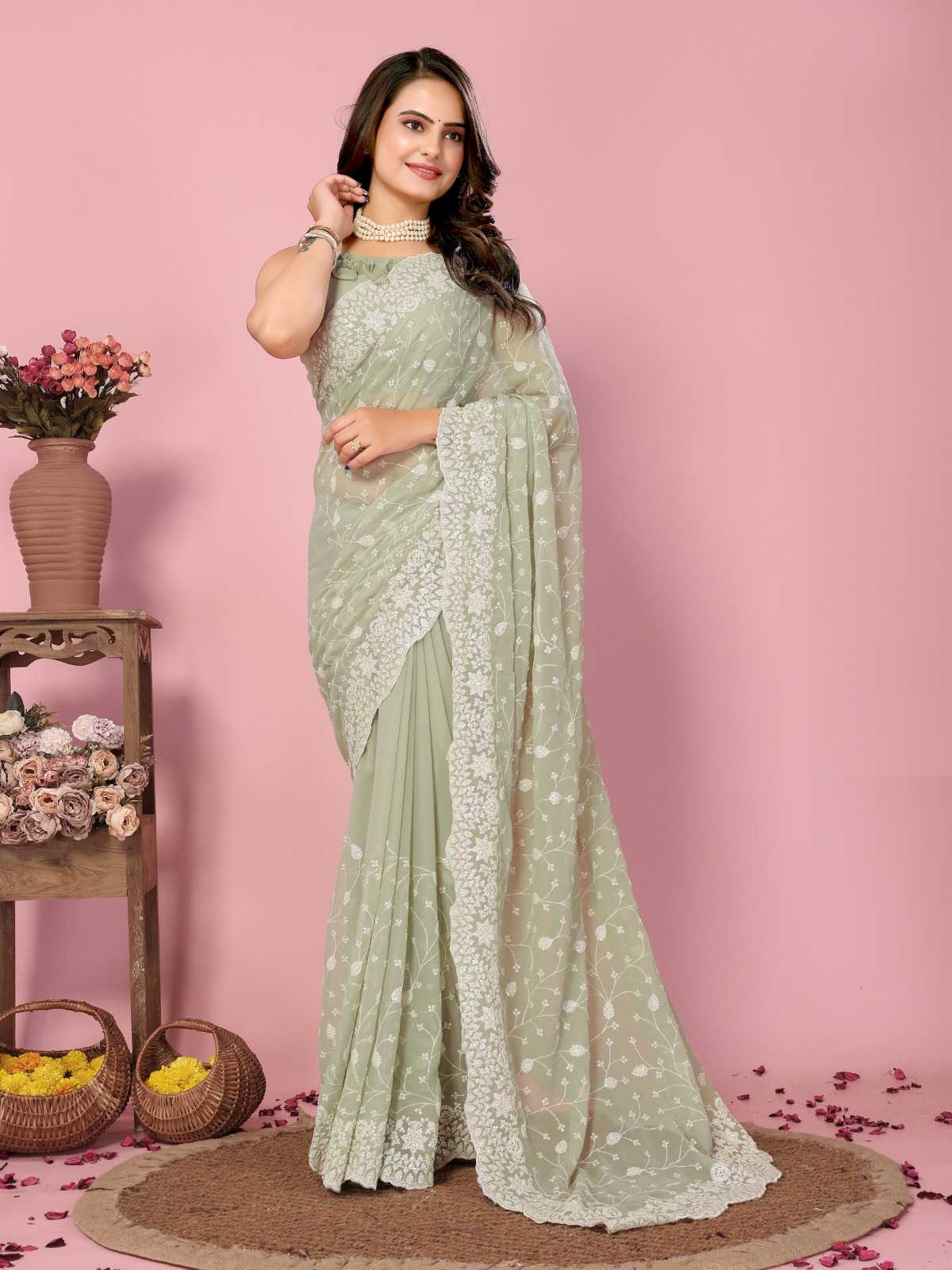 pr kilory new launch attractive design georgette saree exports