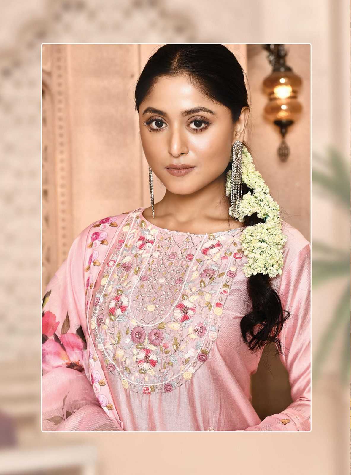 ramani vol 15 by hru nylon embroidery work stylish readymade big size kurti pant with dupatta 