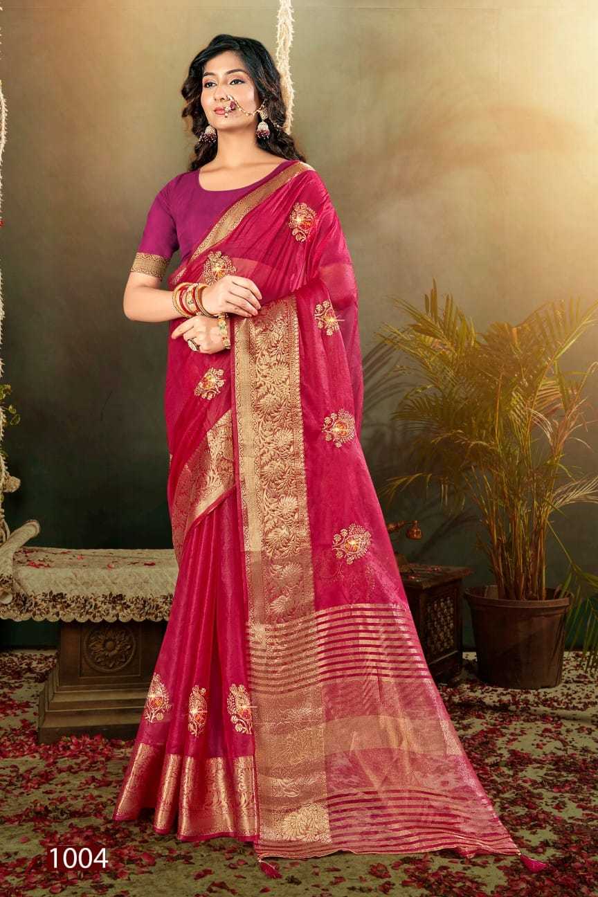 saroj presents lailla vol 3 colour addition organza embroidered swaorski work saree