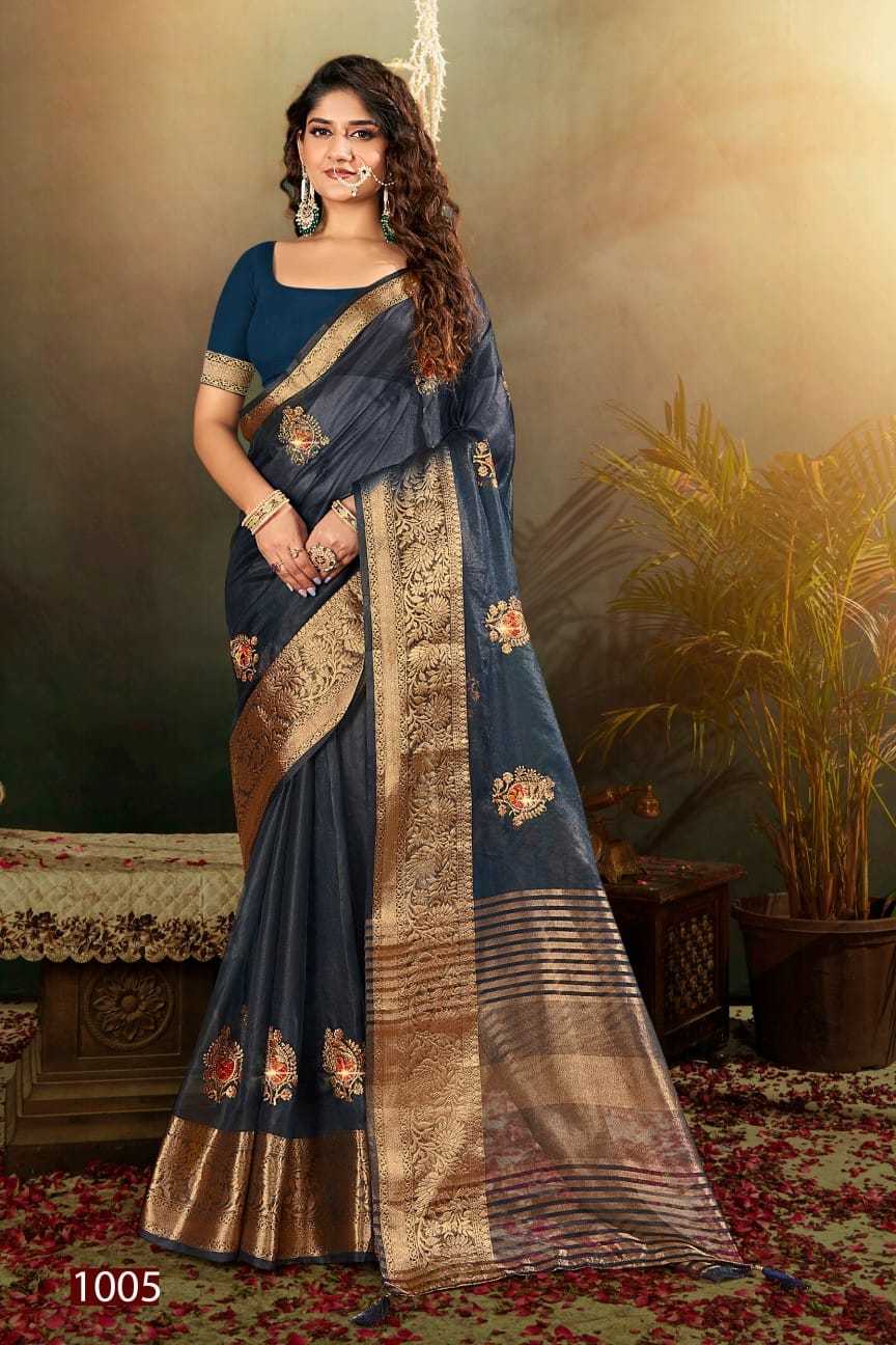 saroj presents lailla vol 3 colour addition organza embroidered swaorski work saree