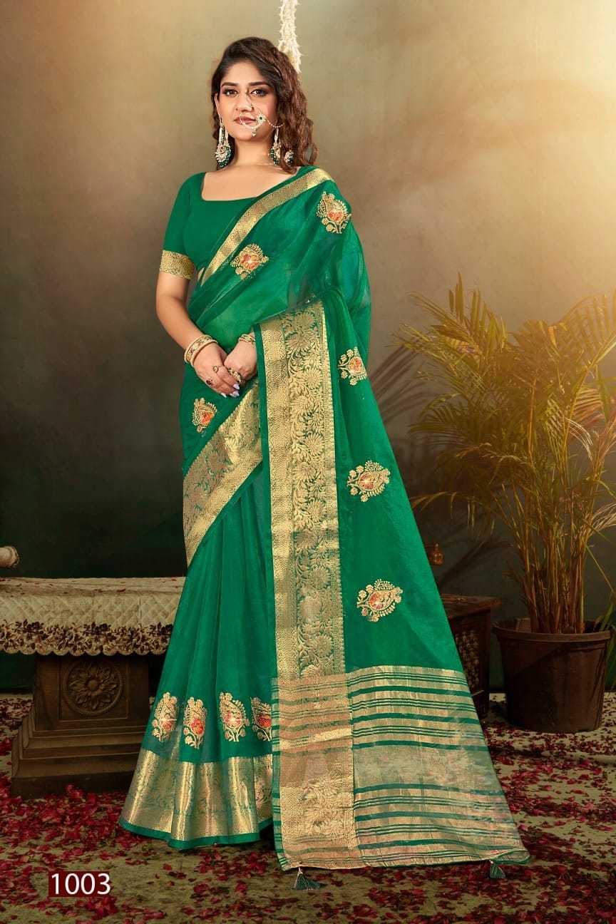 saroj presents lailla vol 3 colour addition organza embroidered swaorski work saree