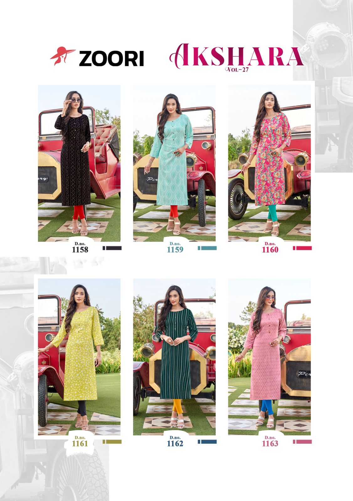 zoori presents akshara vol 27 full stitch 1158-1163 series classic big size long kurti  