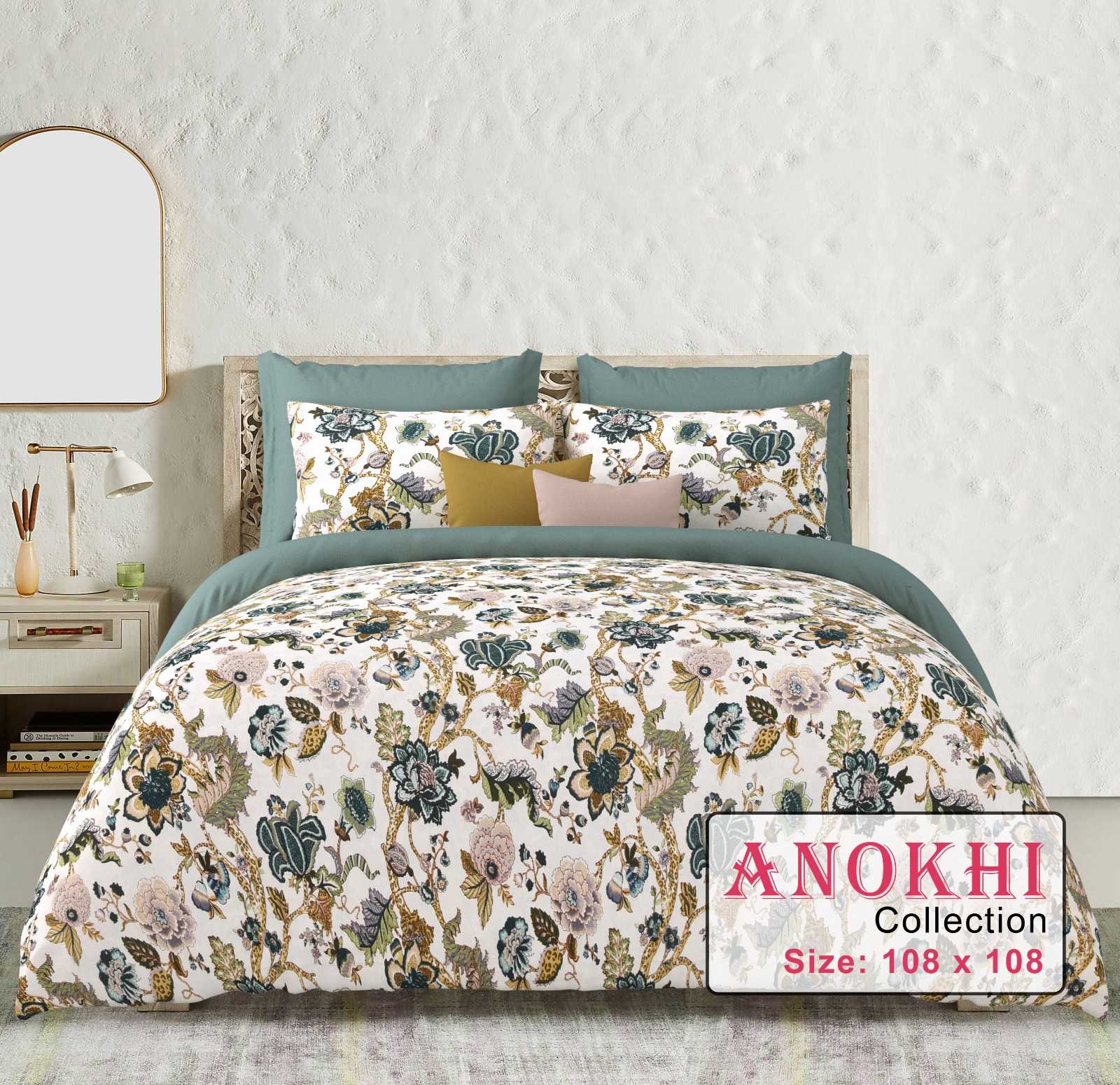 anokhi king size cotton fancy bedsheets with pillow cover exports 