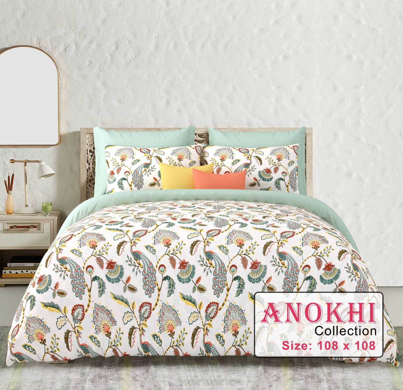anokhi king size cotton fancy bedsheets with pillow cover exports 