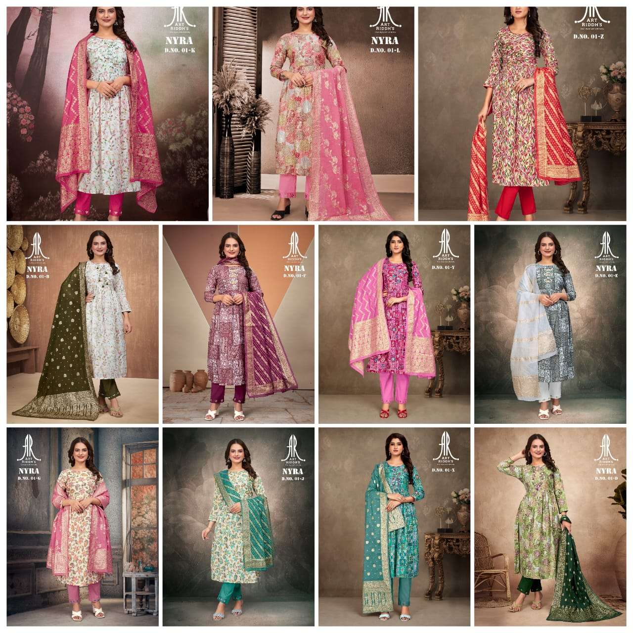 artridhs nayra cut readymade fancy adorable cotton handwork big size combo salwar suit