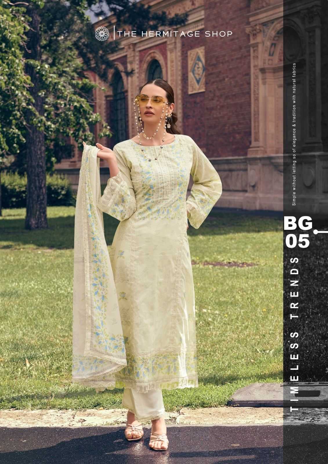 bagh by the hermitage chikankari work cotton printed 3pcs suits