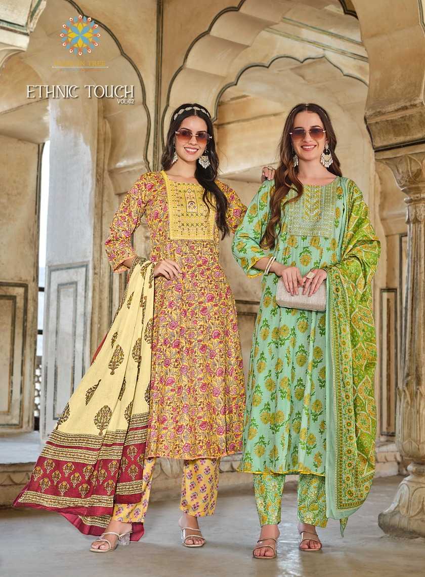 ethnic touch vol 2 by passion tree anarkali cotton embroidery work fullstitch 3pcs dress