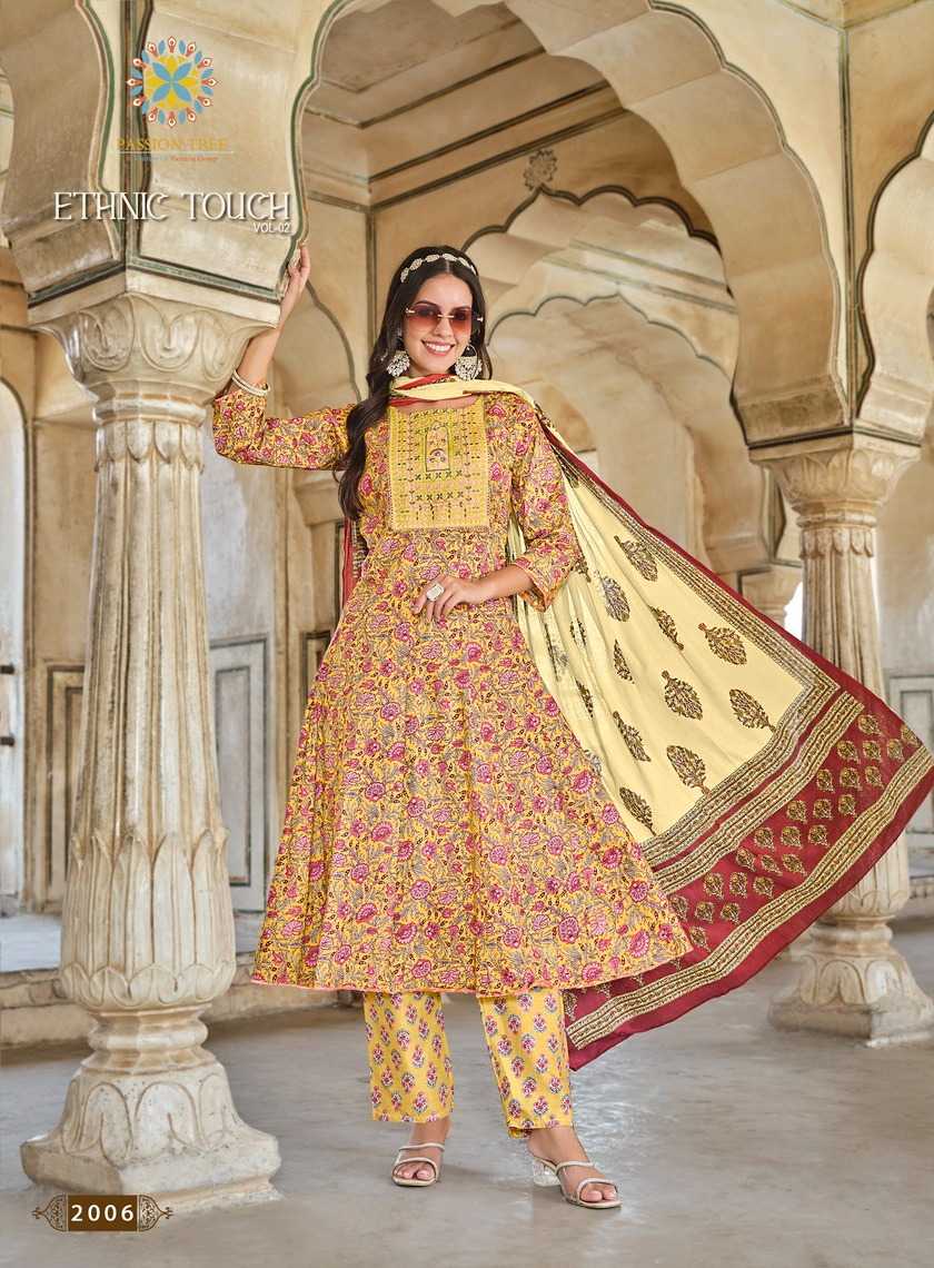 ethnic touch vol 2 by passion tree anarkali cotton embroidery work fullstitch 3pcs dress