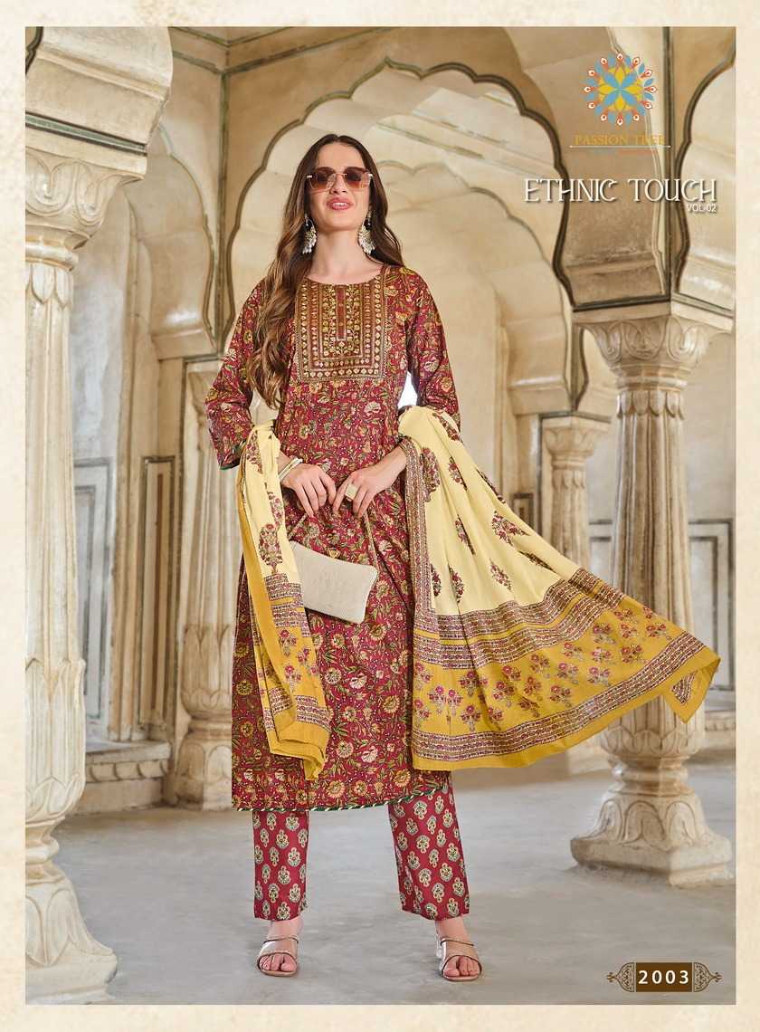 ethnic touch vol 2 by passion tree anarkali cotton embroidery work fullstitch 3pcs dress