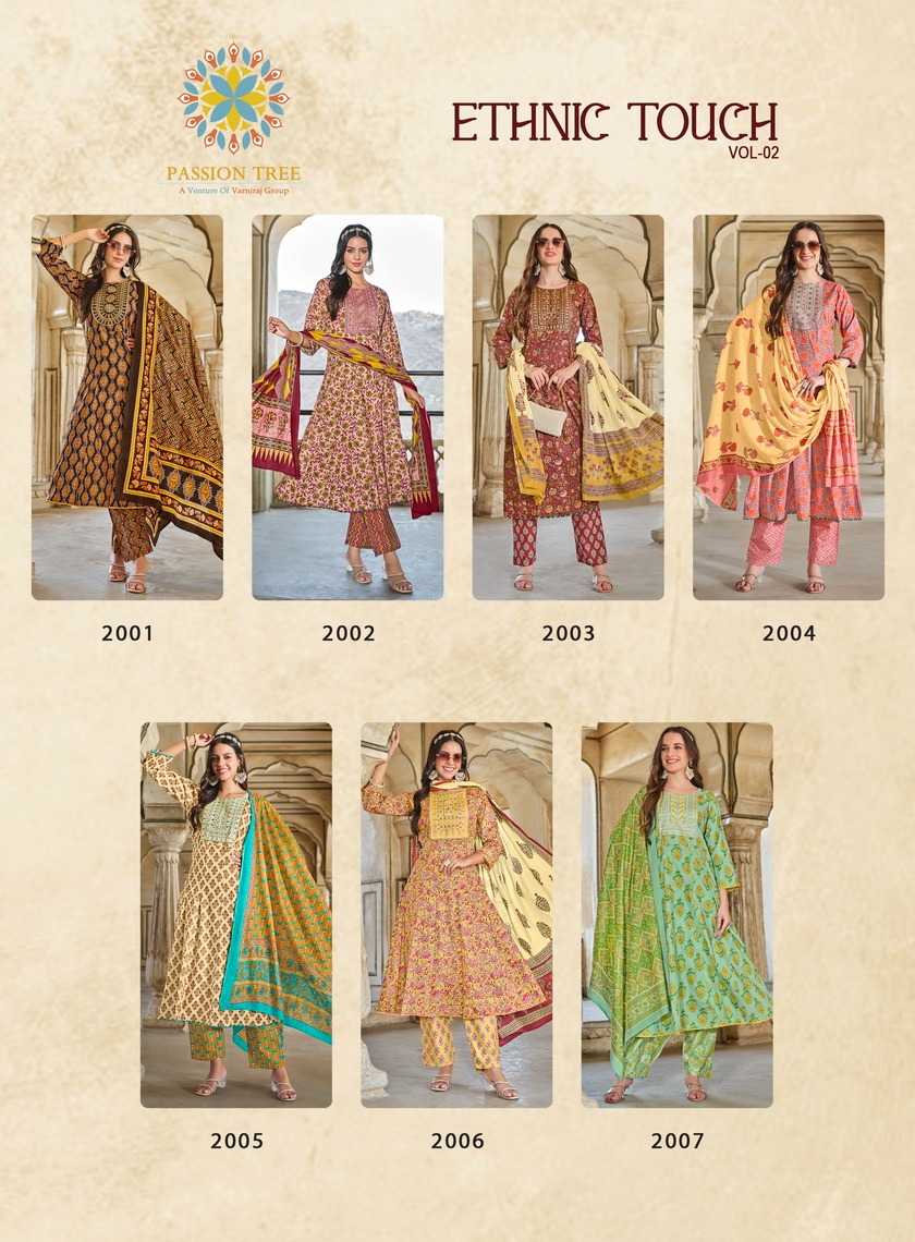 ethnic touch vol 2 by passion tree anarkali cotton embroidery work fullstitch 3pcs dress