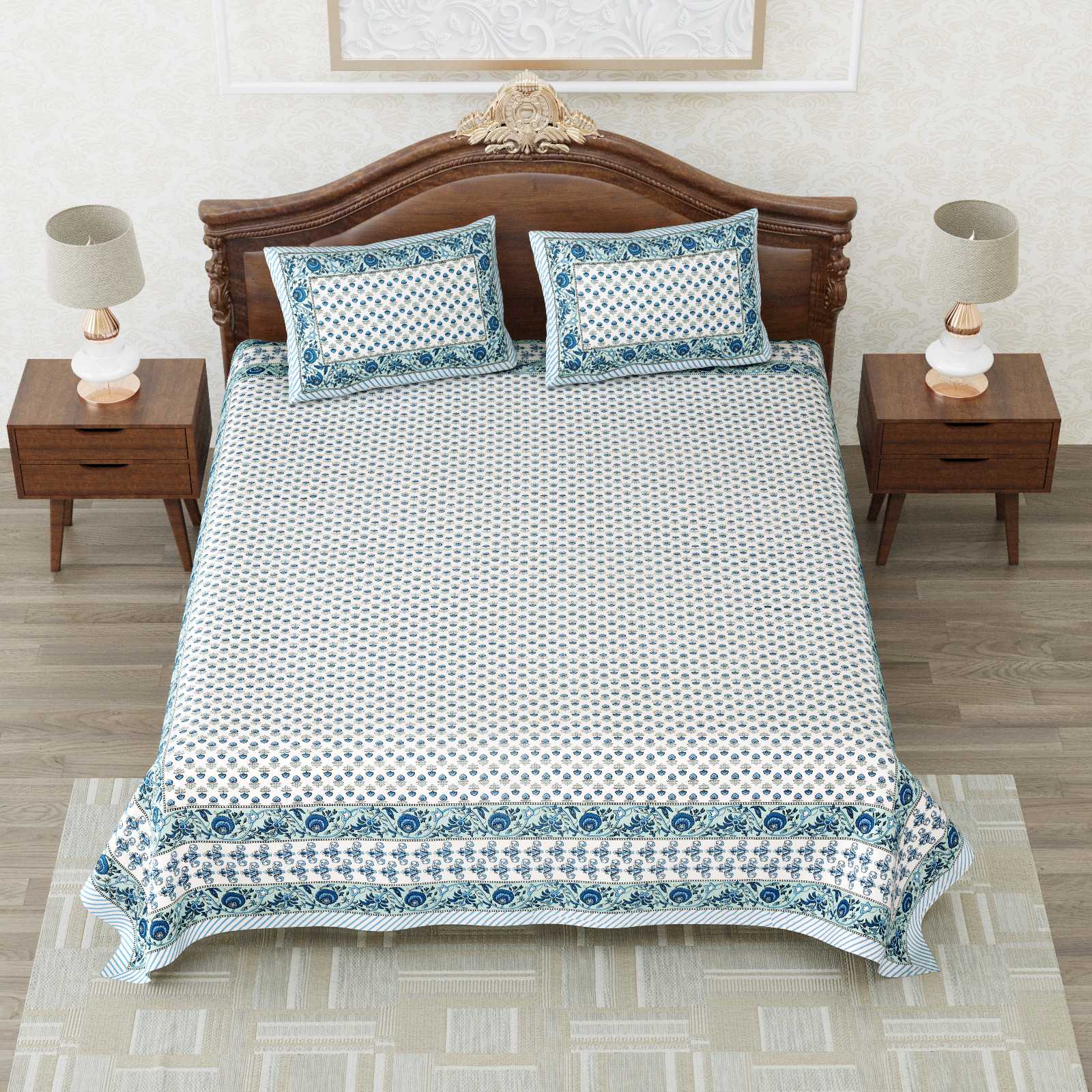 heritage king size cotton new design bedsheet with 2 matching pillow cover