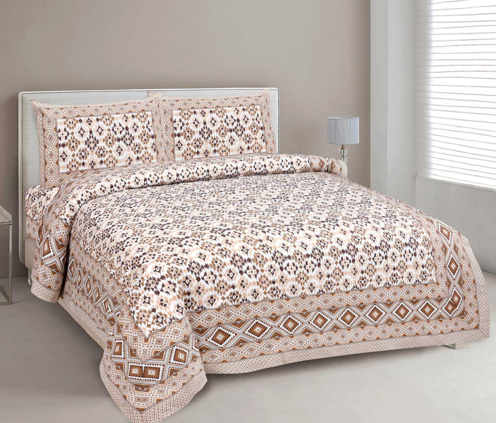 heritage king size cotton new design bedsheet with 2 matching pillow cover