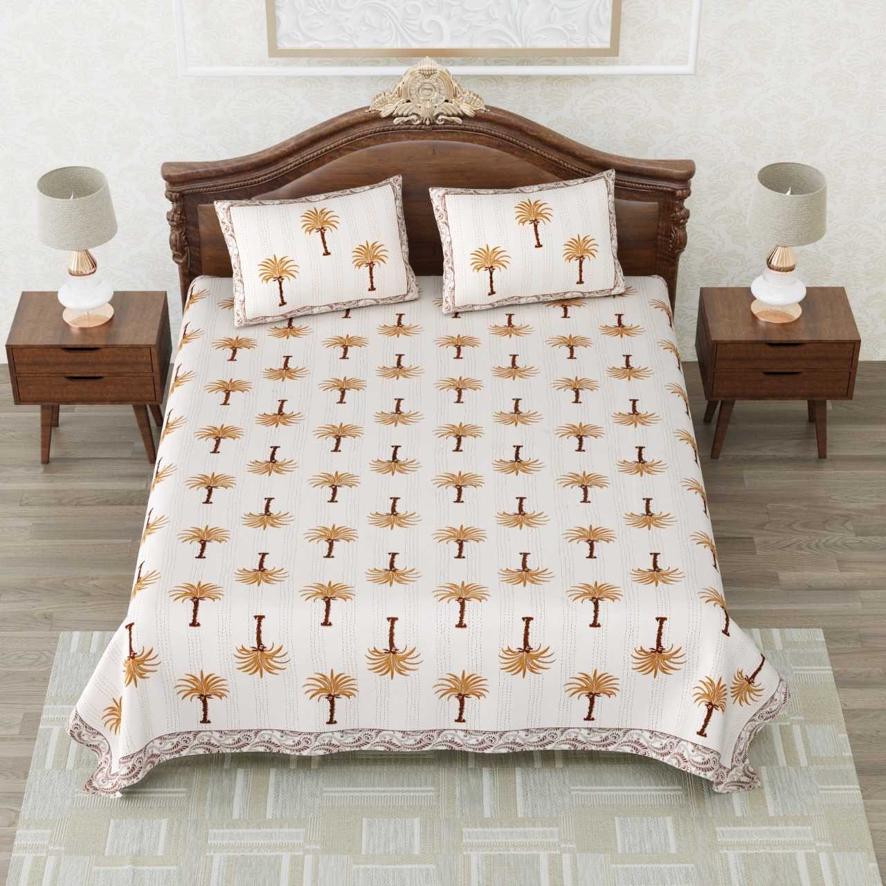 heritage king size cotton new design bedsheet with 2 matching pillow cover