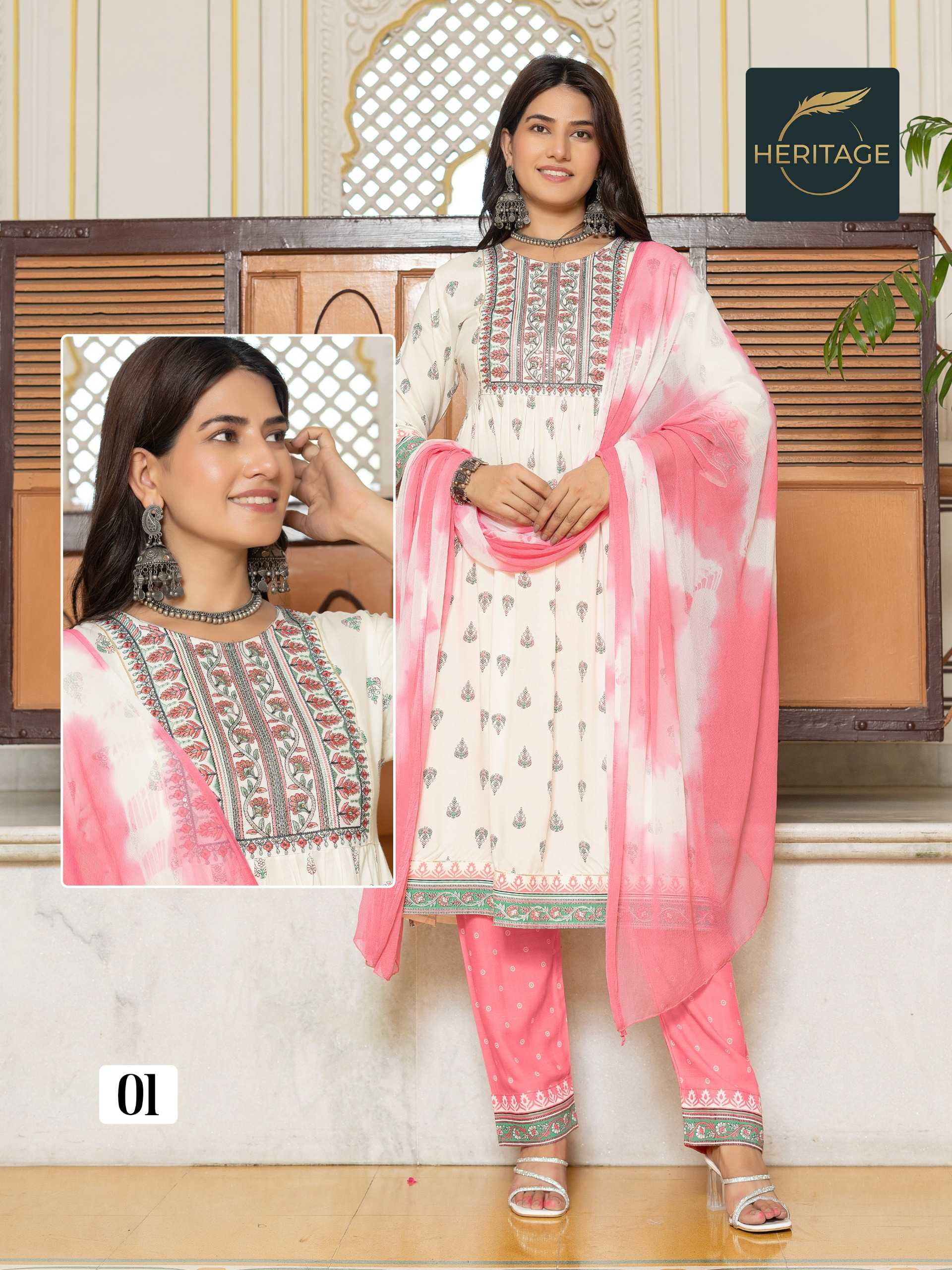 heritage launch kavya readymade rayon hit design printed salwar suit 
