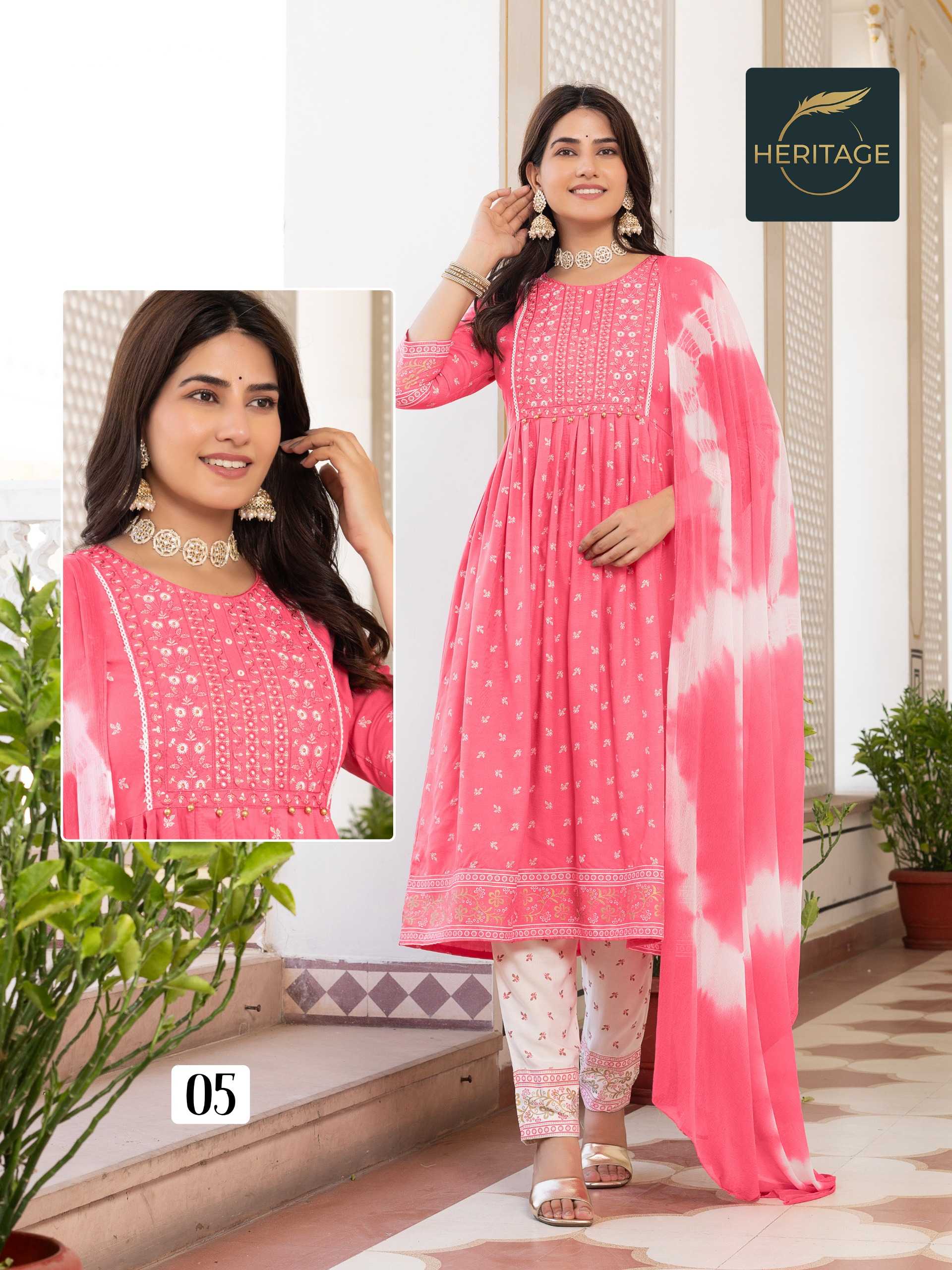 heritage launch kavya readymade rayon hit design printed salwar suit 