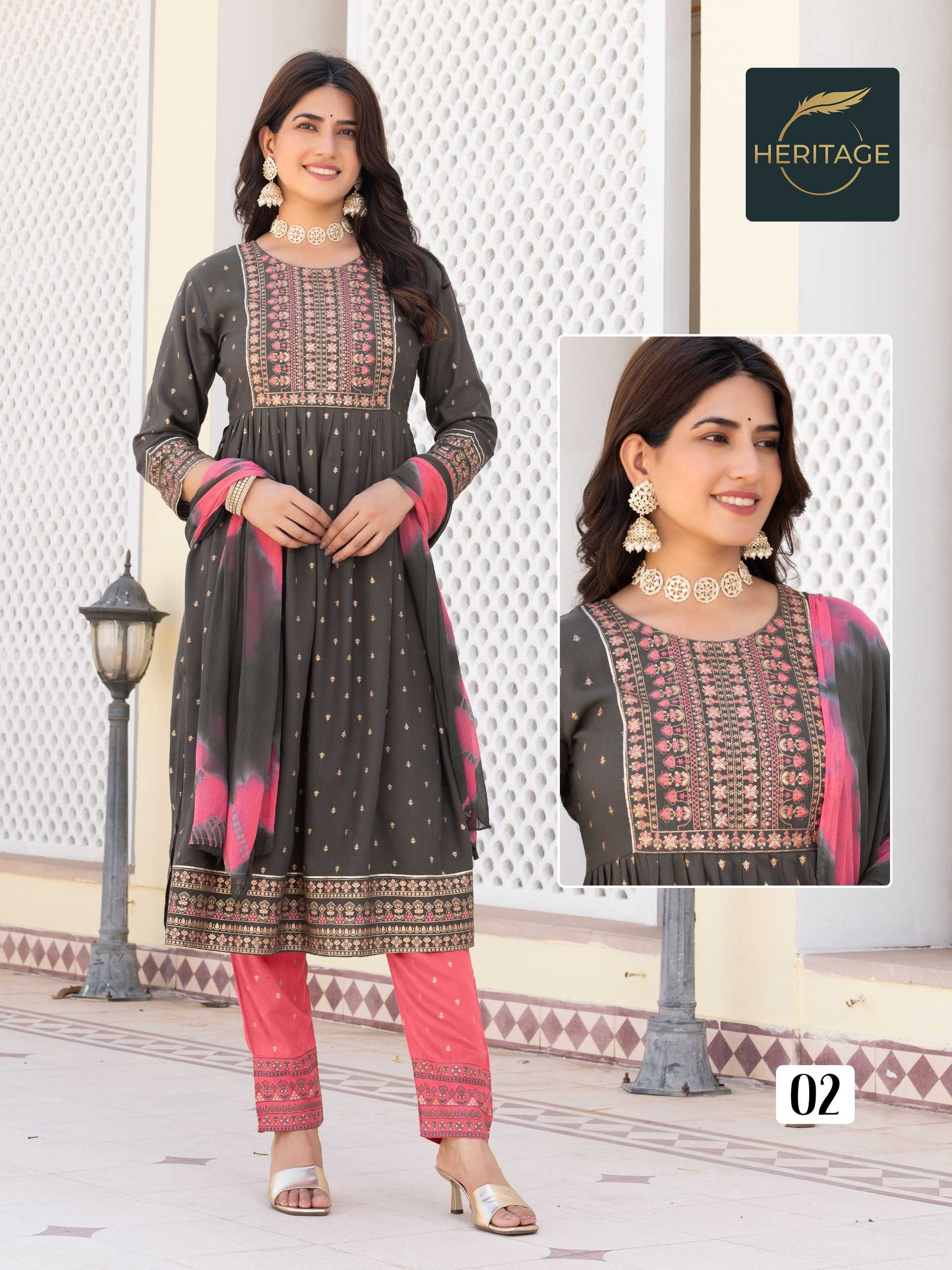 heritage launch kavya readymade rayon hit design printed salwar suit 