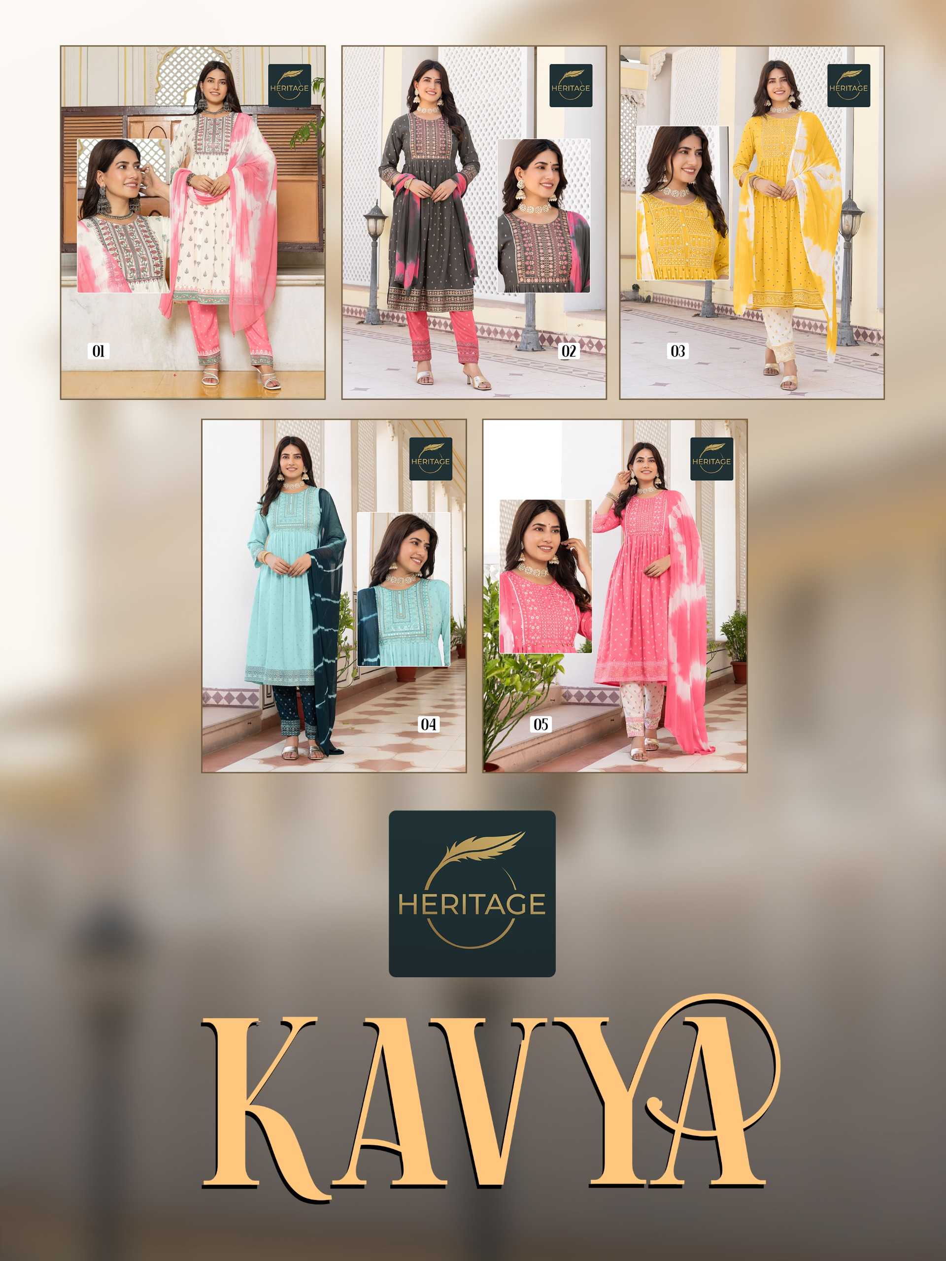 heritage launch kavya readymade rayon hit design printed salwar suit 
