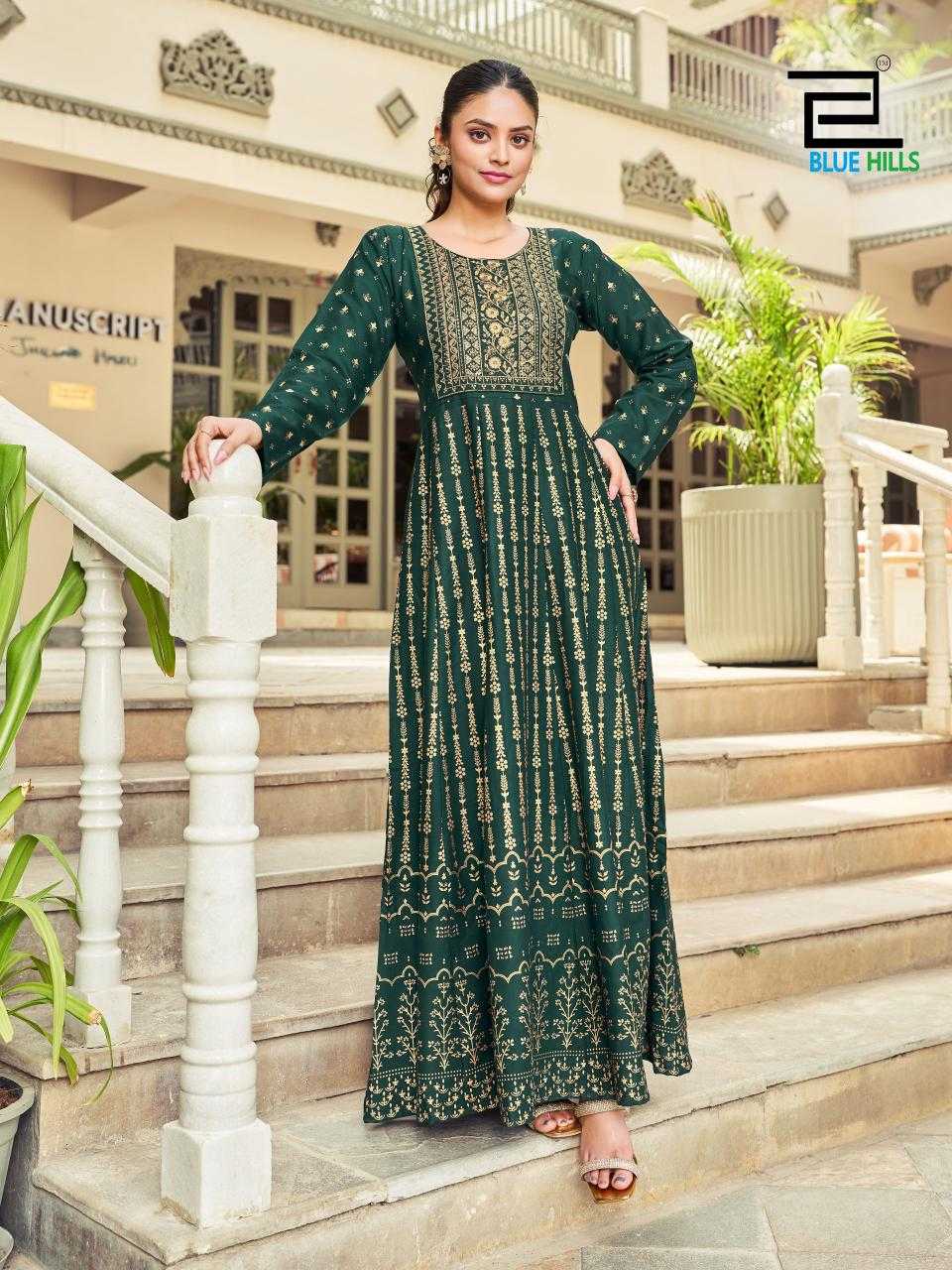 inaya by blue hills readymade neck embroidery big size anarkali gown catalog