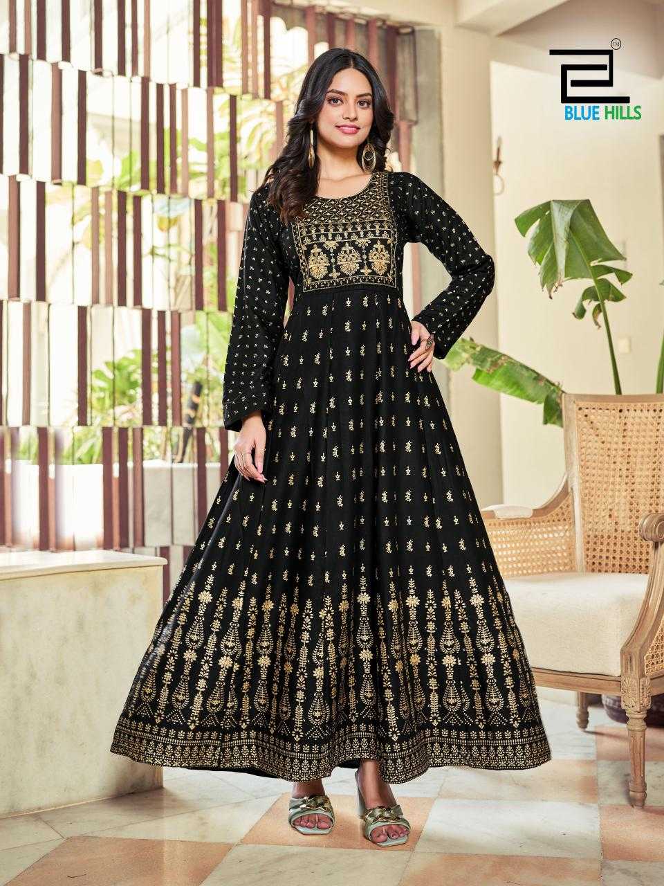 inaya by blue hills readymade neck embroidery big size anarkali gown catalog