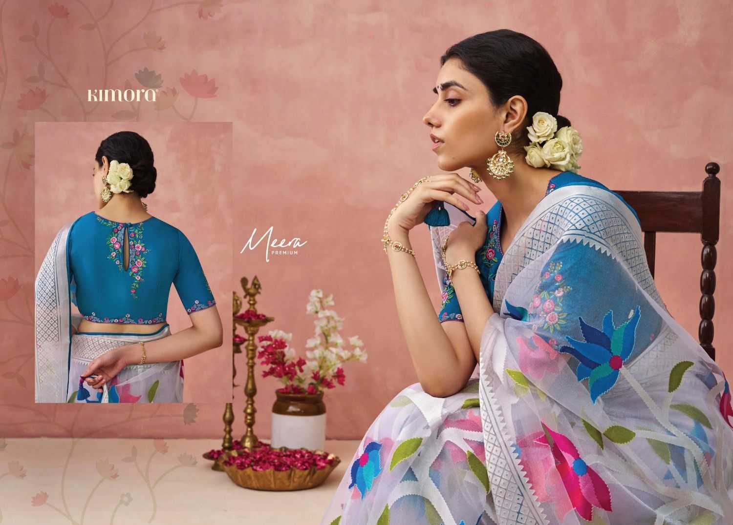 kimora meera vol 15 organza baraso adorable saree with blouse 